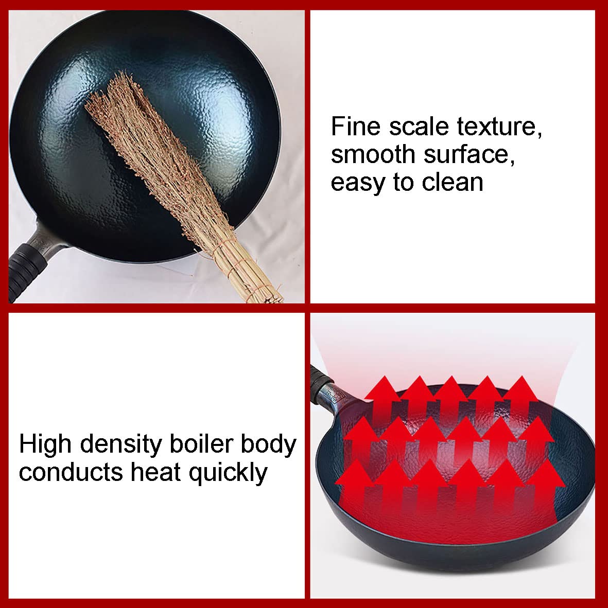 Premium Hand-Forged Cast Iron Wok - 13.38 Inch Chinese Iron Pot for Gas, Induction & Wood Stoves - Non-Stick, No Coating, Multipurpose Cooking - Perfect for Stir-Fry, Deep Frying & Camping Outdoor Cooking