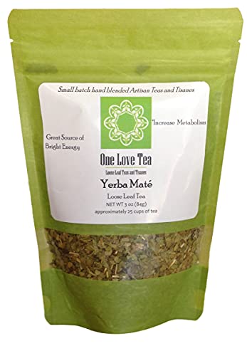 Premium Yerba Mate Loose Leaf Tea - 3 Oz Organic Herbal Tea for Energy & Focus - One Love Tea - Perfect for Morning Boost, Workouts & Study Sessions