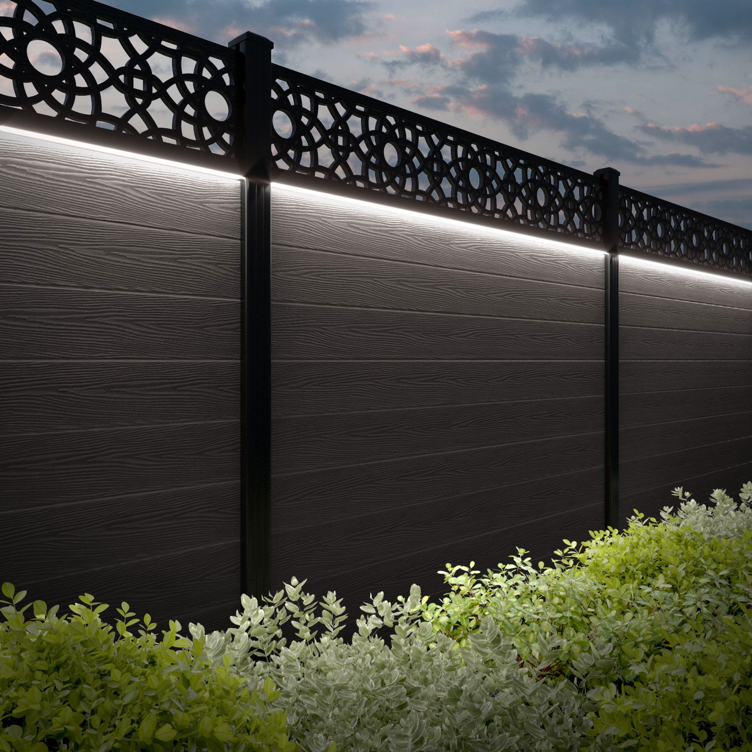 Classic Amber Fence Panel - Mid Brown Color with Aluminum Posts for Garden, Yard, and Outdoor Privacy Fencing