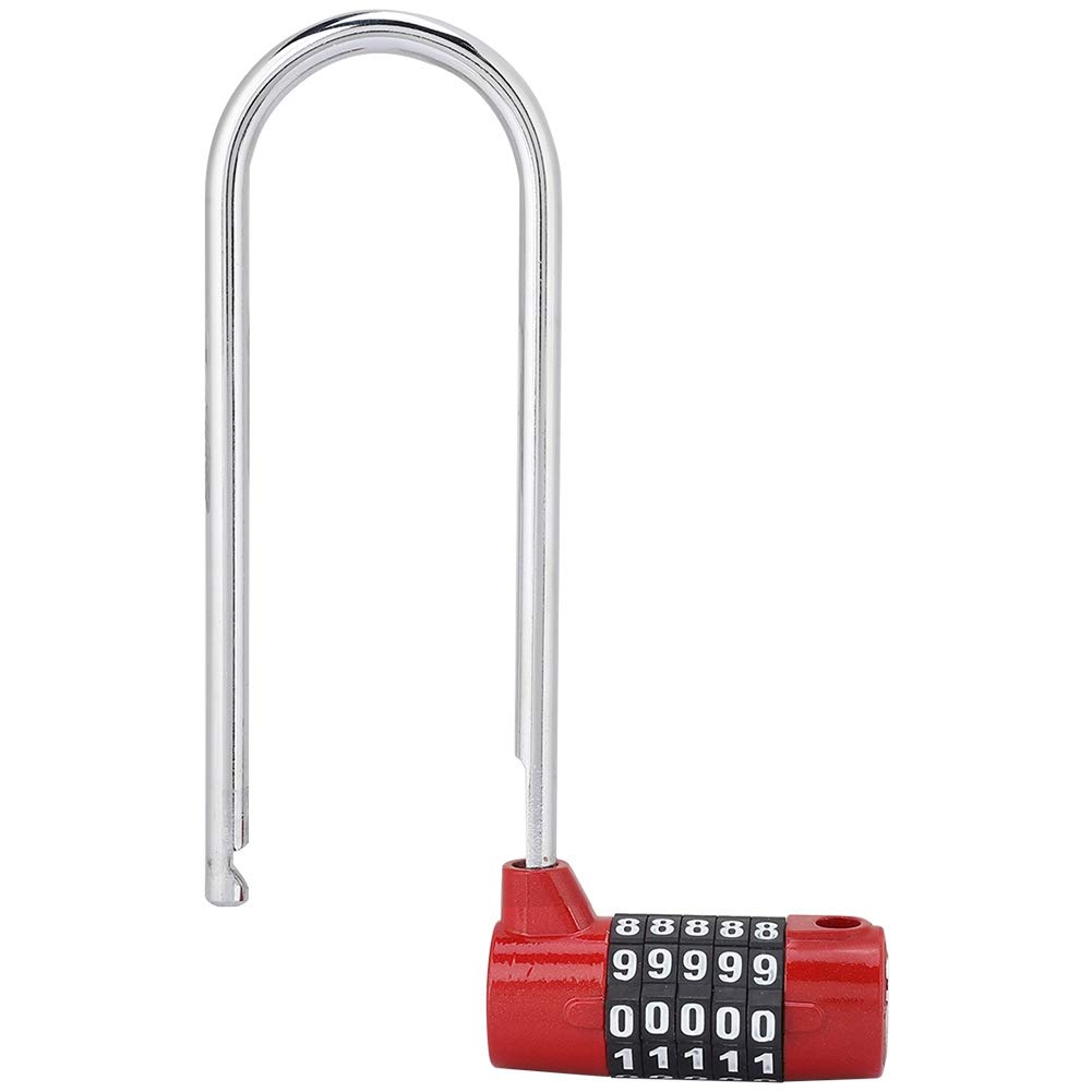 Sonew 5-Digit Resettable Combination Padlock - Heavy Duty Alloy U-Shape Security Lock for Gym, School, Cabinet & Locker - Extra Long Durable Design (Red) - Perfect for Lockers, Storage Units, Toolboxes & Outdoor Gates