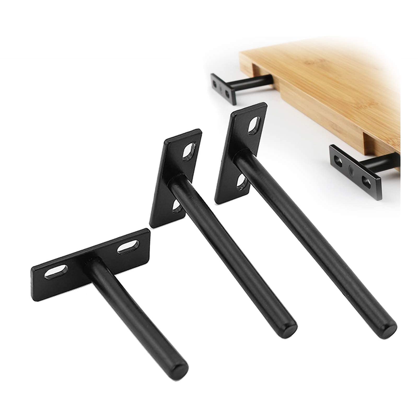 6 Pcs Floating Shelf Brackets Hidden - Heavy Duty Wall Mounted Metal Shelves for Kitchen, Bathroom, Living Room - Easy DIY Installation with Screws Included - Black 80mm (3 Inches) Non-Slip Brackets - Perfect for Displaying Decor, Books, Plants and Organizing Small Items