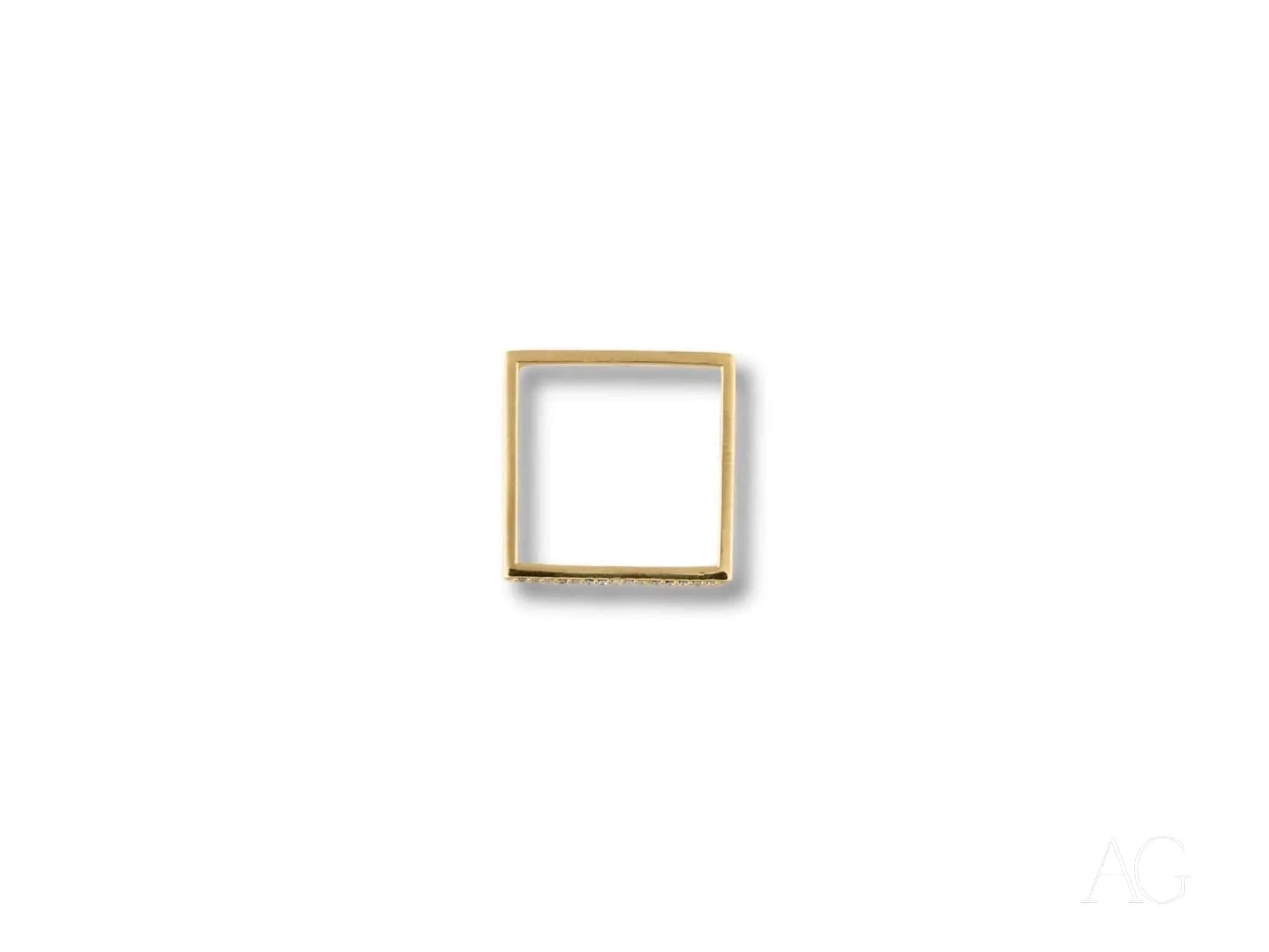 18k Yellow Gold Square CZ Ring for Women - Elegant Cubic Zirconia Engagement & Wedding Band - Perfect for Anniversaries, Promises and Special Occasions