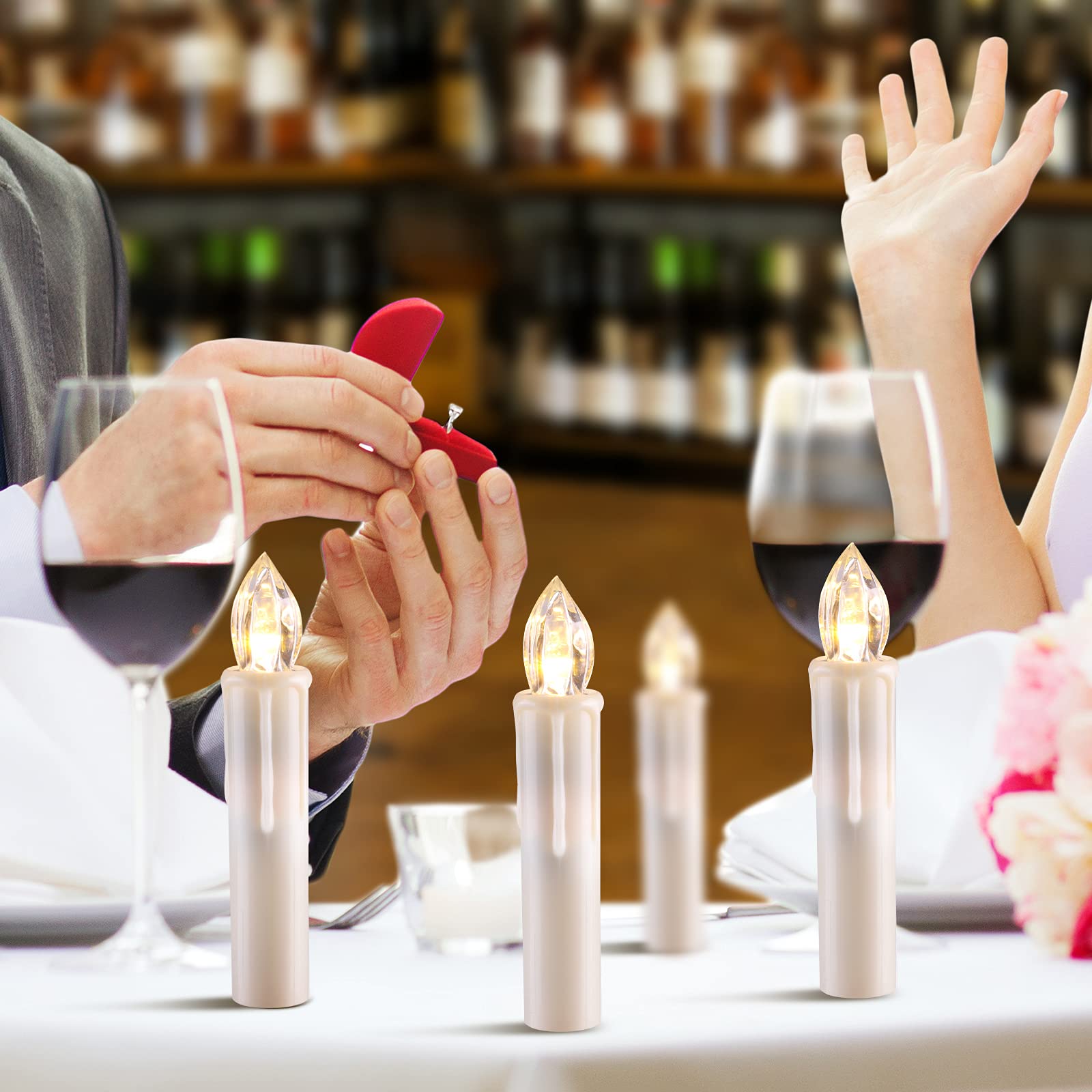 24 Pack LED Taper Candles - Battery Operated Flameless Window Candles with Remote & Timer - Warm White Light - Perfect for Wedding, Christmas, Party Decor - Ideal for Fireplace, Mantel, Centerpiece, Holiday Lighting
