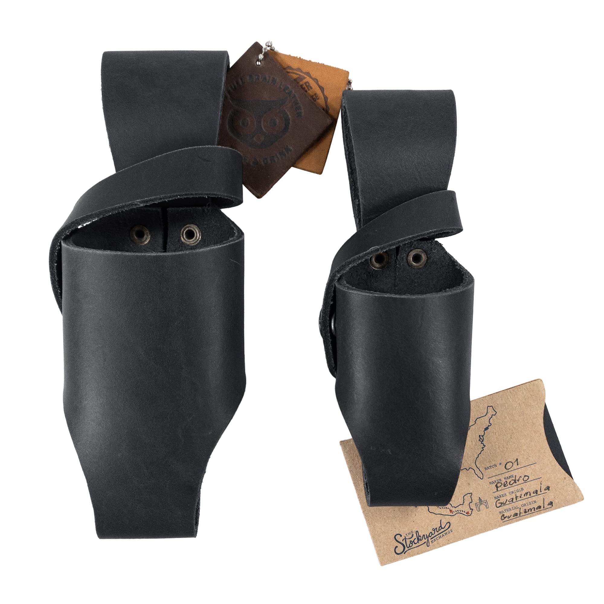 Premium Full Grain Leather Hot Sauce Holster Set (5oz & 2oz) - Handmade Bottle Belt Sheath Compatible with Tobasco, Cholula, Sriracha - Perfect for BBQ, Camping & Outdoor Cooking Accessories