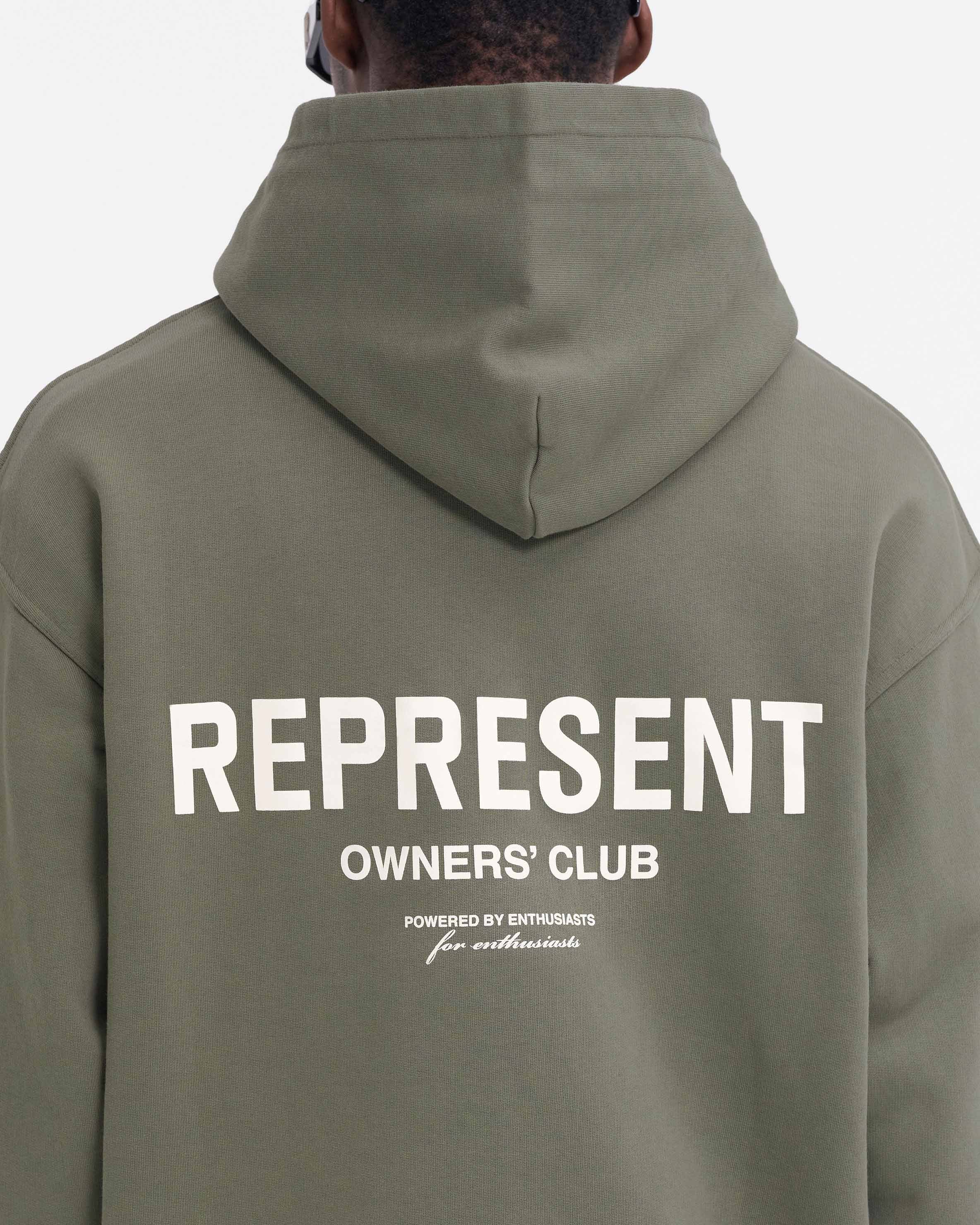 Represent Owners Club Hoodie - Olive Green Pullover for Men & Women | Streetwear Fashion, Casual Wear, Gym & Lounge Comfort