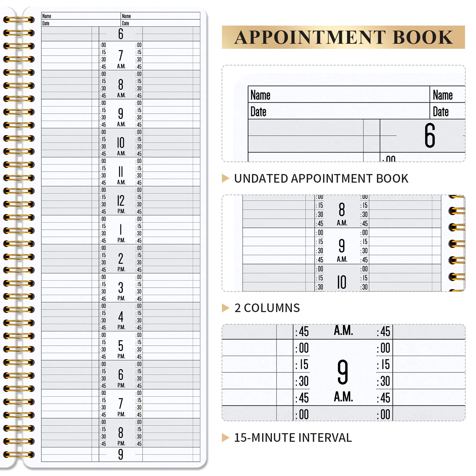 2025 Daily Appointment Book - Undated Salon & Business Planner with 15-Minute Intervals, Hourly Schedule Organizer for College, Office & Home Use | Perfect for Time Management, Productivity & Work-Life Balance