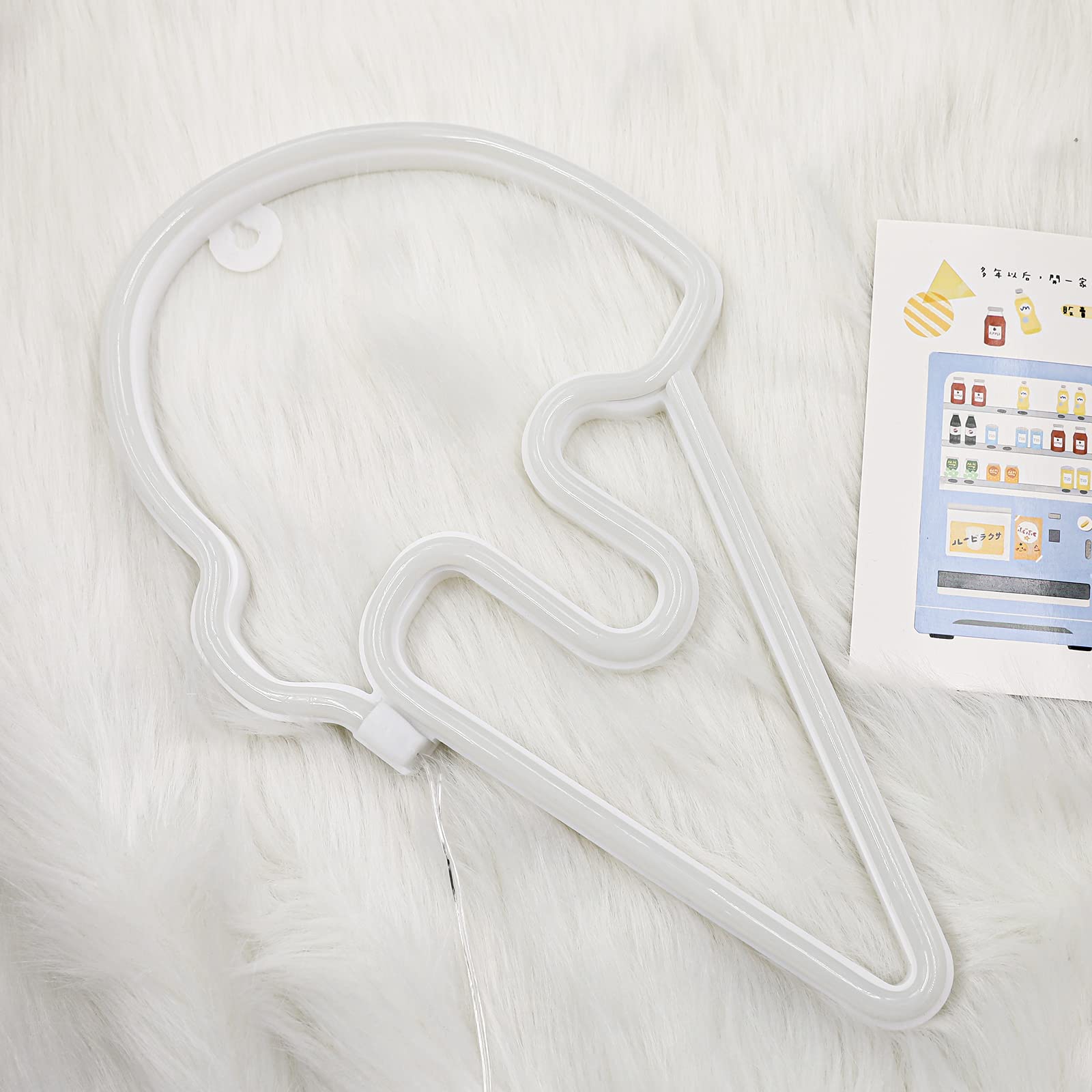 LED Ice Cream Neon Sign - Battery/USB Powered Cute Neon Light for Room Decor - Perfect for Summer Parties, Bedroom, Office, Dorm & Kids Gifts