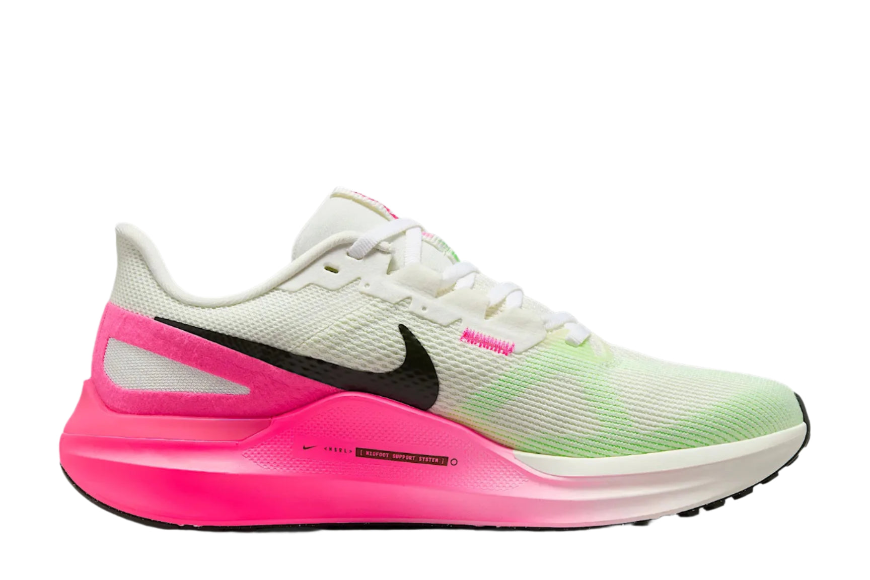 Nike Air Zoom Structure 25 Women's Running Shoes - Breathable Cushioned Support for Flat Feet (B Width) Sail/Sequoia/Hyper Pink | Ideal for Road Running, Gym Workouts & Daily Walking