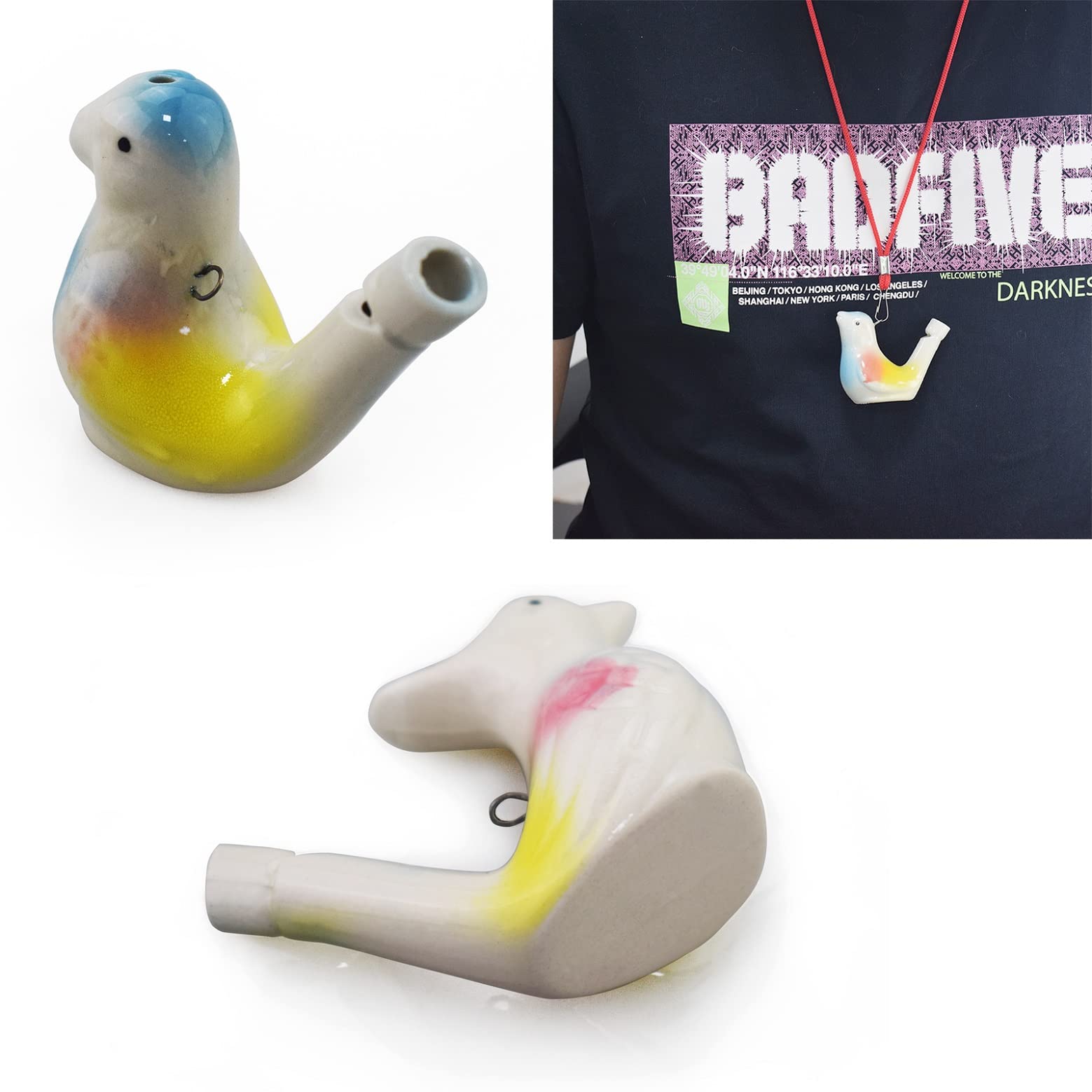 4PCS Ceramic Bird Whistle Toys with Hanging Rope - Fun Musical Gifts for Kids Birthday, Party Favors & Outdoor Activities - Perfect for Garden Decor, Children's Playtime & Holiday Celebrations