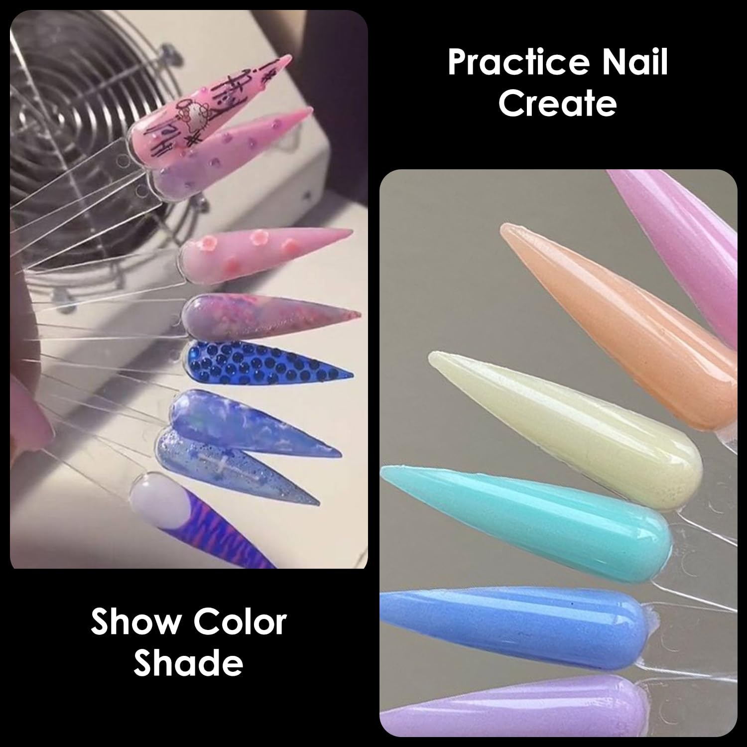 BORNBYME 100pcs Clear Nail Polish Swatch Sticks - Long Stiletto Nail Art Practice Tips for Gel Polish Color Display | Perfect for Salon Professionals & DIY Nail Artists at Home