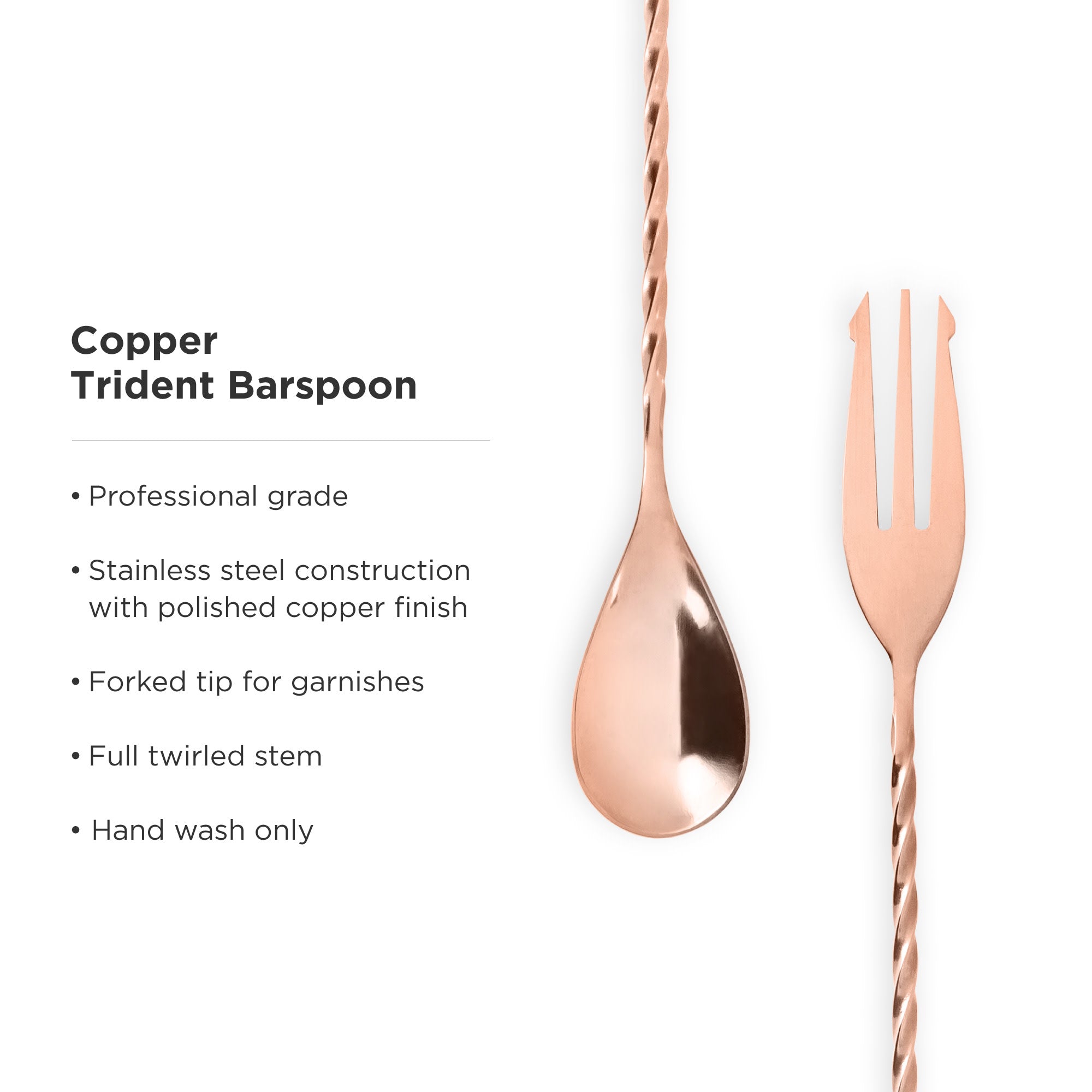 Premium Summit Trident Bar Spoon - 12 Inch Stainless Steel Cocktail Mixing Tool for Bartenders - Perfect for Stirring, Layering, and Crafting Cocktails at Home or Bar