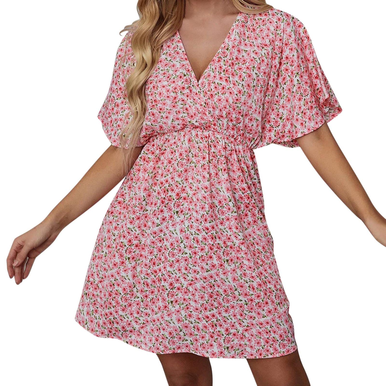 Women's Summer T-Shirt Dress - Cute Midi Dress for Prom, Party & Evening Wear 2022 | African-Inspired Floral Print Casual & Formal Dresses - Perfect for Beach Outings, Date Nights & Special Occasions