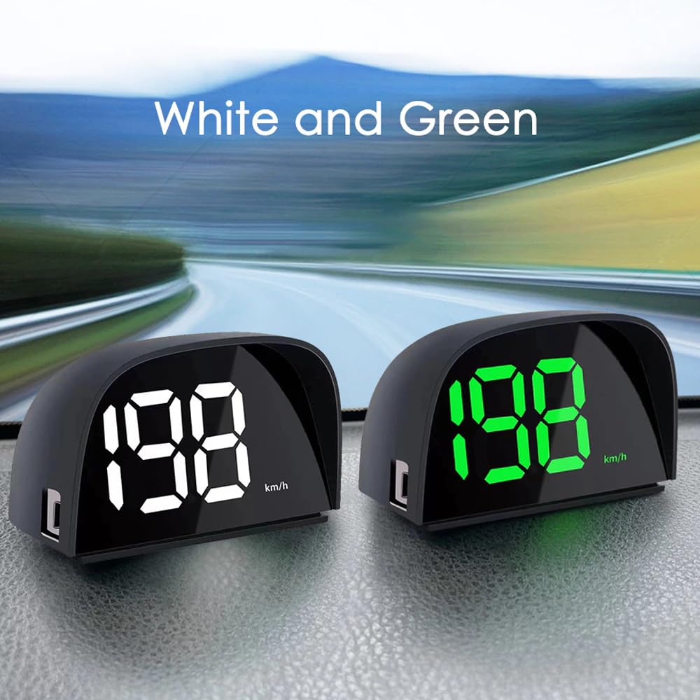 GoolRC Digital GPS Speedometer for Car - Accurate Kilometers/Miles Speed Display with HUD Head-Up Projection, White | Real-Time Speed Tracking for Safer Driving, Perfect for Road Trips & Daily Commutes