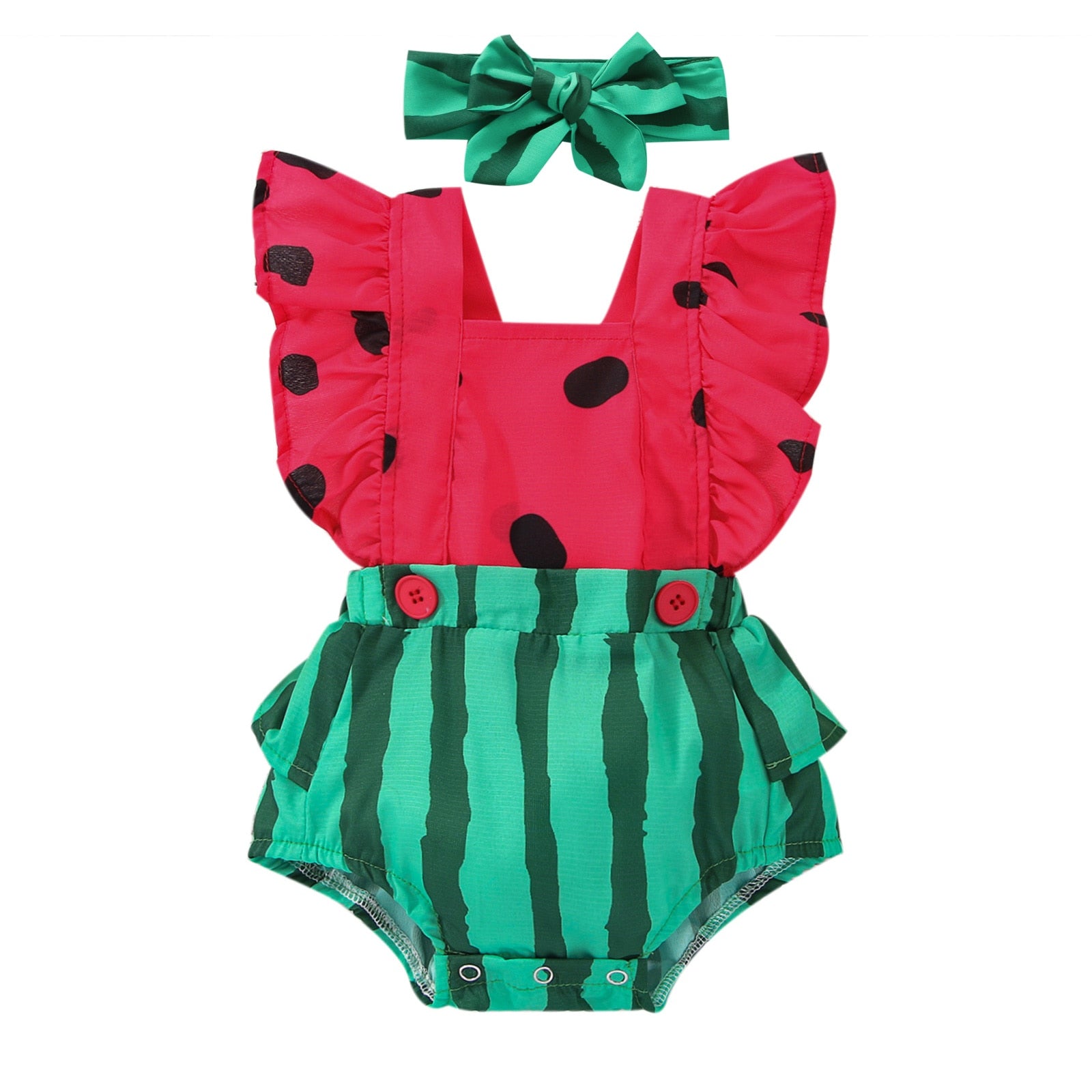 Adorable Watermelon Print Baby Romper - Soft & Comfortable Outfit for Infants & Toddlers - Perfect for Summer, Playdates & Photo Shoots
