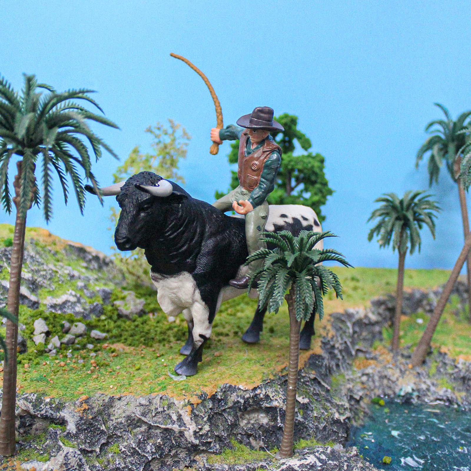 LC JoyCre 8 Inch Realistic Bull Riding Toy for Boys - Cowboy Bullfighter Action Figure, Farm Animal Set for Kids, Cake Topper & Toddler Figurine | Perfect for Western-Themed Parties, Ranch Play & Farm Animal Collections