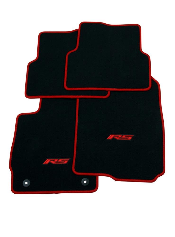 General Motors Accessories 19301296 Black Car Floor Mats with Red RS Logo - Front & Rear All-Weather Protection for Chevy, GMC, Buick & Cadillac Vehicles - Perfect for Daily Commute, Road Trips & Winter Driving