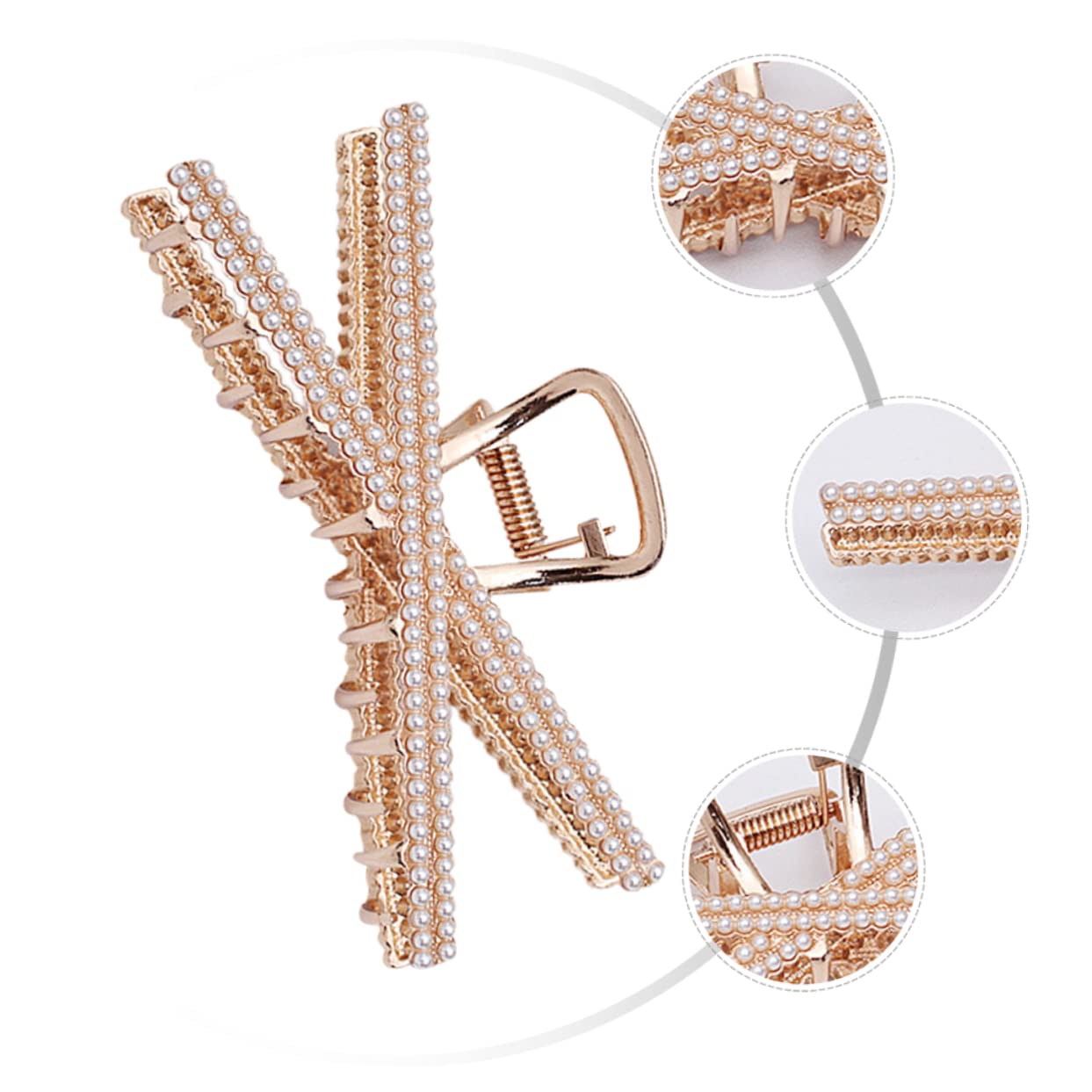 FOMIYES Metal Pearl Hair Claw Clips for Women & Girls - Shark Shape Hair Barrettes with Exquisite Design - Perfect for Parties, Weddings, and Everyday Styling