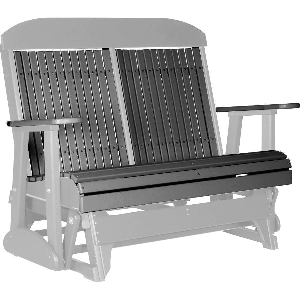 LuxCraft 4 ft. Recycled Plastic Highback Outdoor Glider Bench - Durable & Eco-Friendly Patio Seating for Gardens, Porches & Backyards