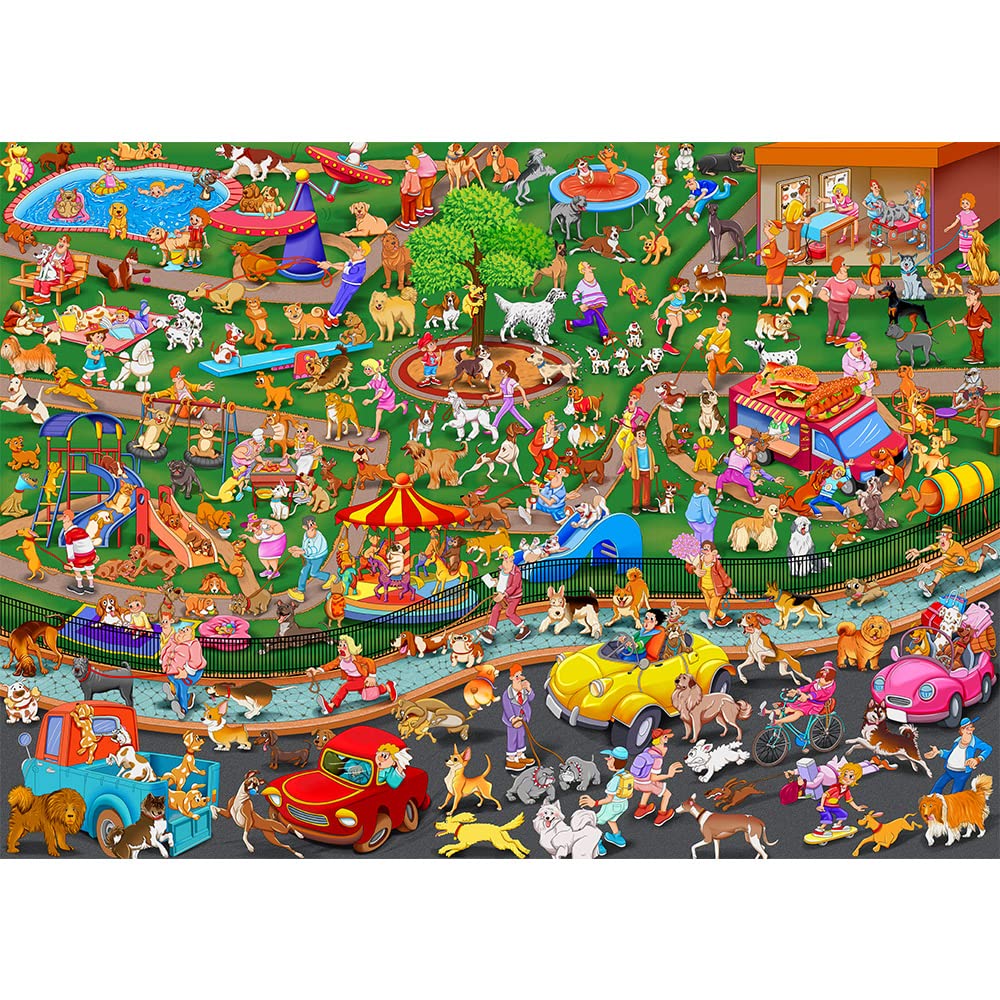 1000 Piece Jigsaw Puzzle for Adults - Colorful Dog Party Puzzle Game, Educational Family Activity (27.6