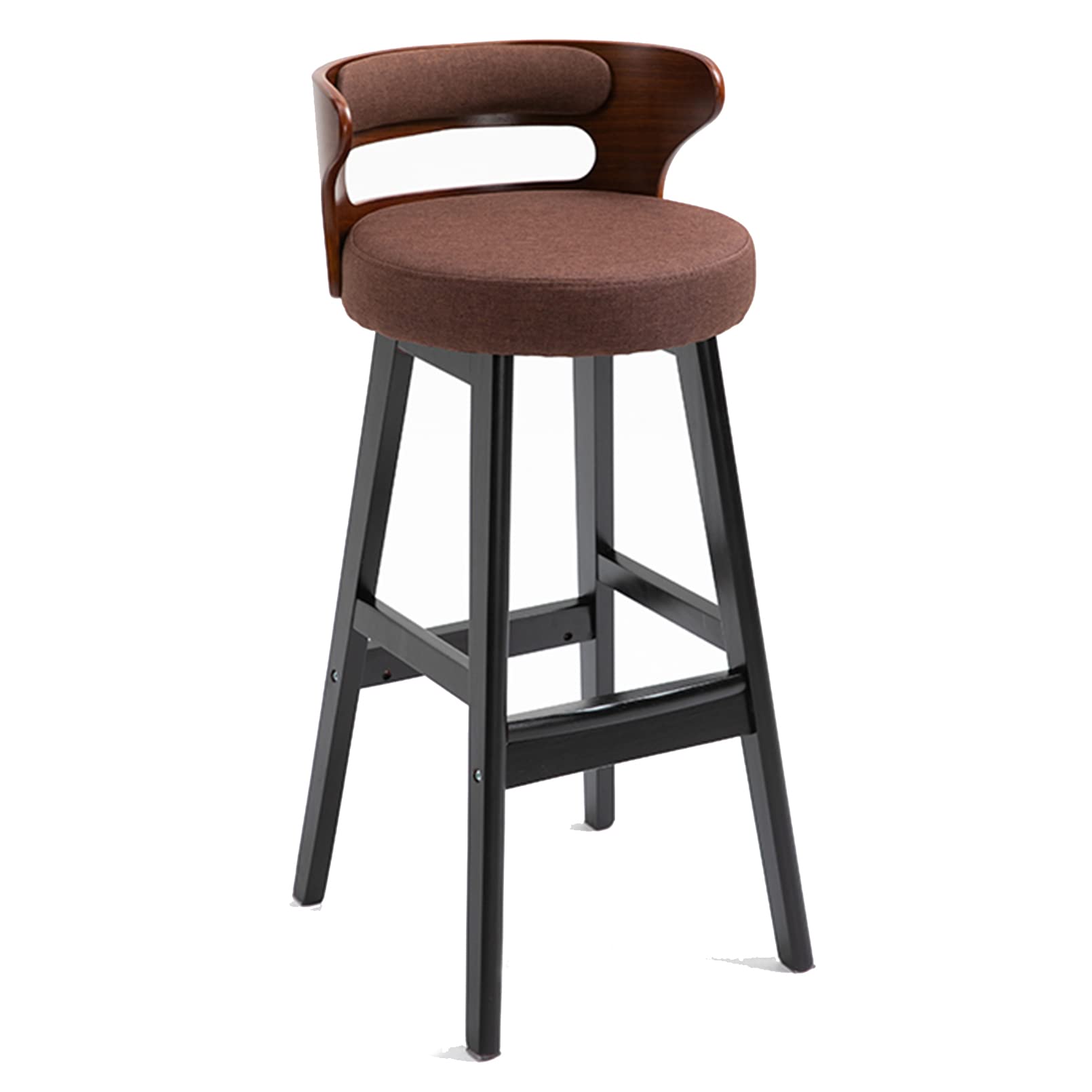 Wooden Bar Stool with Round Upholstered Seat - Indoor/Outdoor Kitchen & Dining Chair, Farmhouse Style Barstool for Living Room, Patio or Pub - Comfortable Counter Height Stool for Home, Restaurant & Cafe Use