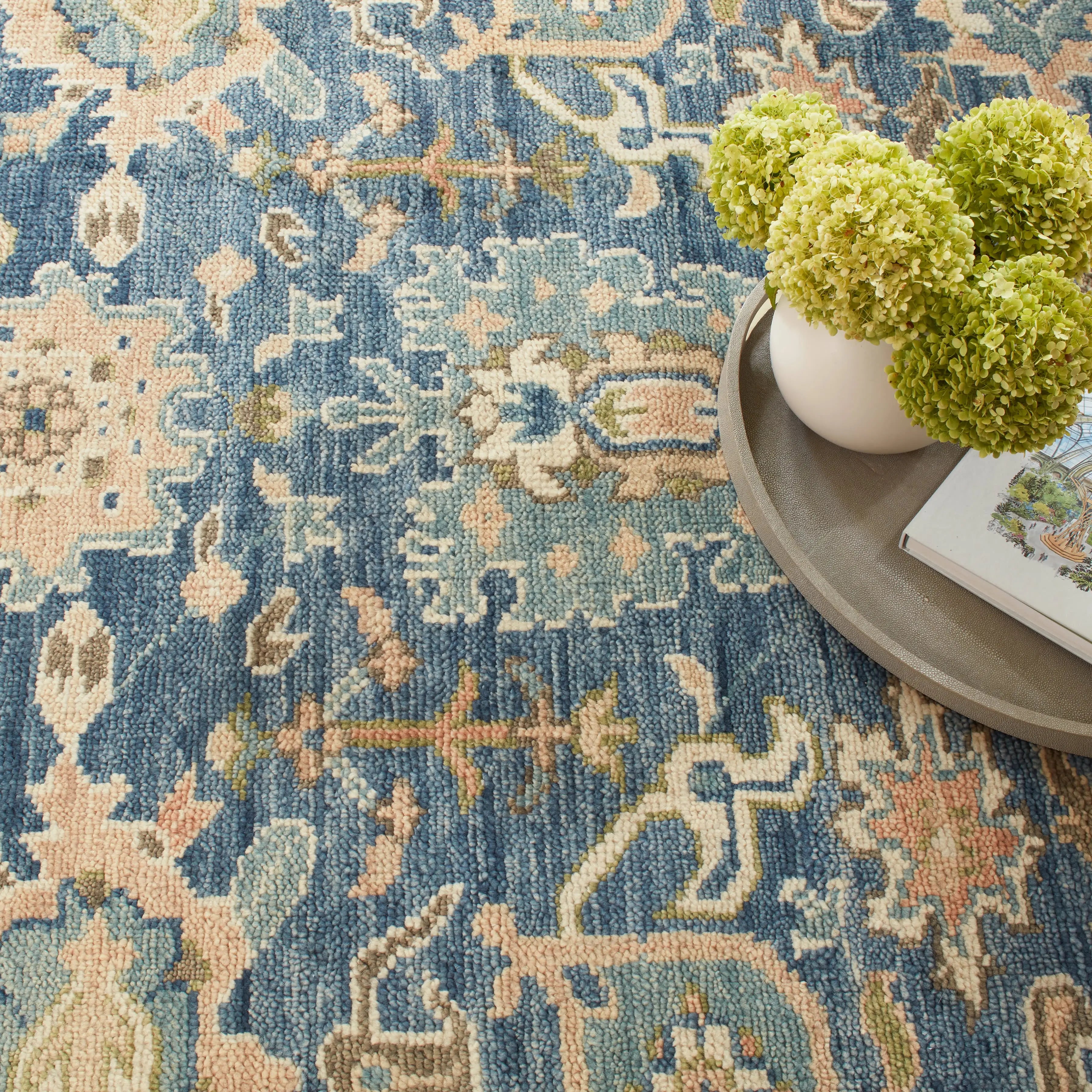Dash & Albert Camille Navy Hand Knotted Wool Rug - Soft & Durable Area Rug for Living Room, Bedroom & Office Decor