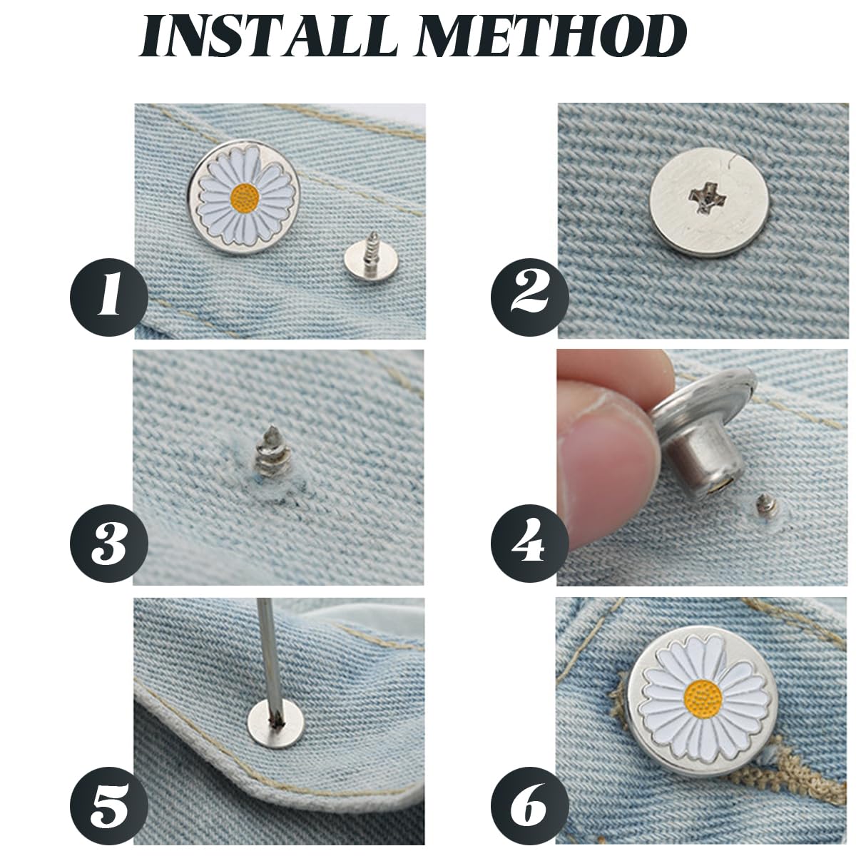 100PCS Jeans Buttons Pins with Screwdriver - No-Sew Replacement Buttons for Loose Jeans & Denim Clothing - Adjustable Waist Tightener for Men & Women - Perfect for DIY Jean Repair & Waist Sizing