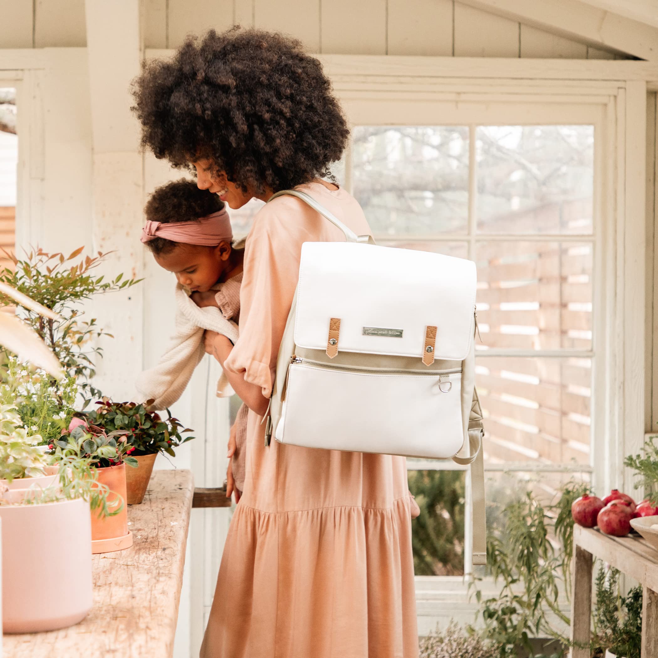 Petunia Pickle Bottom Meta Backpack in Toasted Marshmallow - Stylish Diaper Bag & Travel Backpack for Moms, Perfect for Daycare, Work Commute & Weekend Getaways