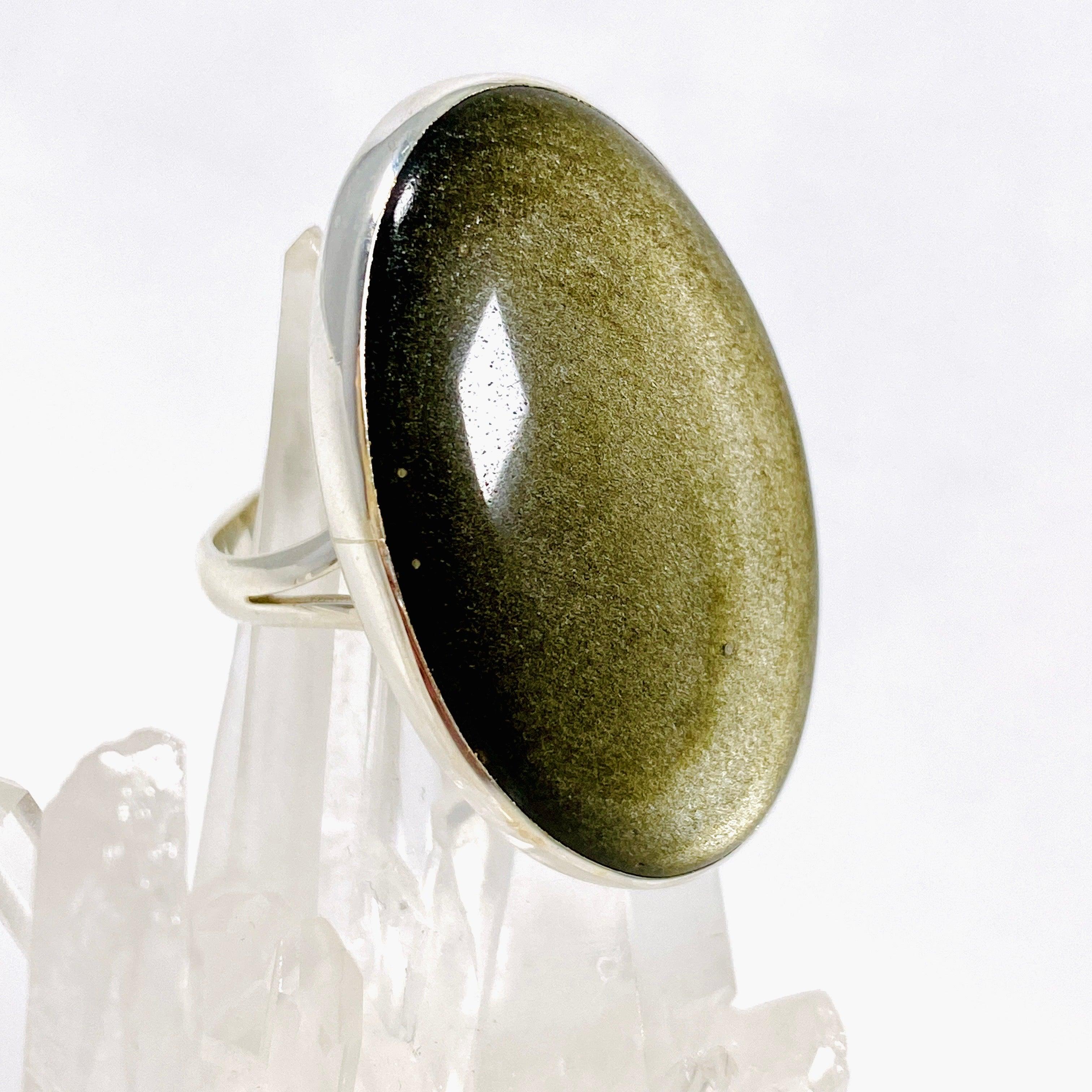 Goldsheen Obsidian Oval Ring - Size 11, KRGJ2920 - Elegant Jewelry for Women, Perfect for Weddings, Parties & Special Occasions