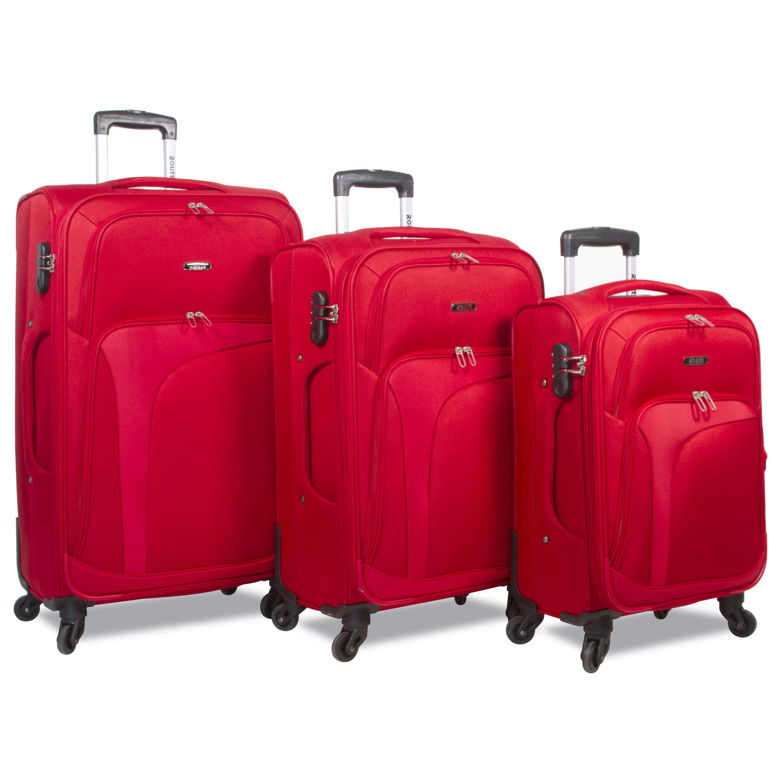 Rolite Rover 3-Piece Expandable Spinner Luggage Set - Lightweight Durable Suitcase with 360° Wheels, TSA Lock & Red Color - Perfect for Travel, Business Trips & Family Vacations