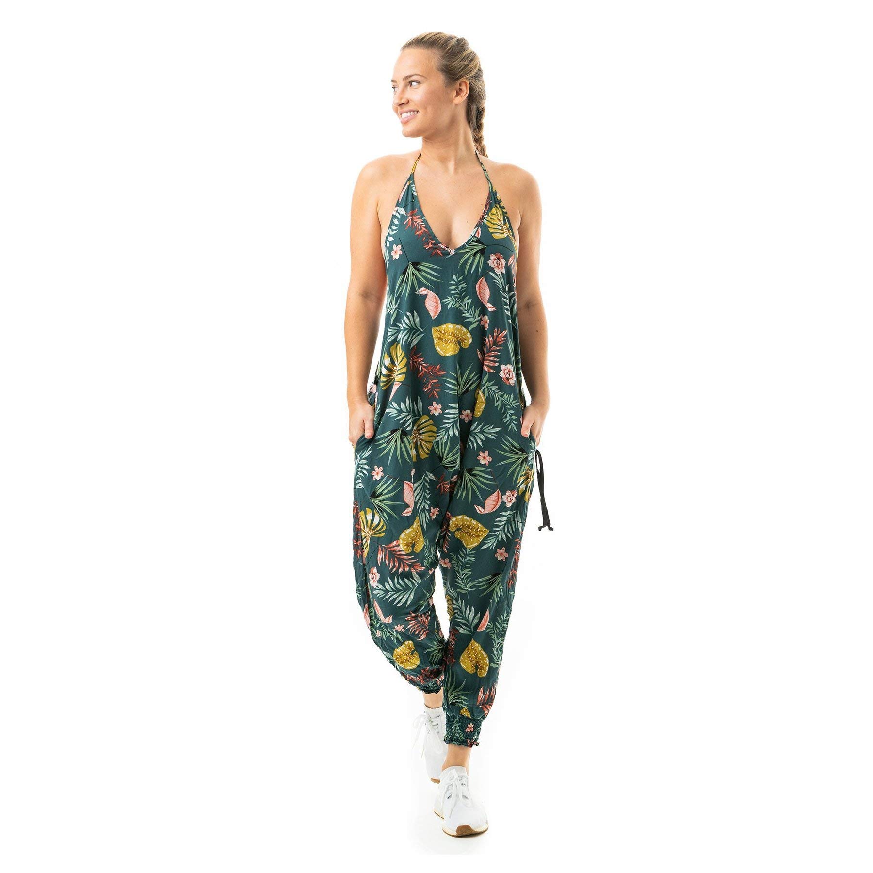 Buddha Pants Women's Savannah Jumper - 100% Cotton Harem Jumpsuit with Pockets - Lightweight & Loose Fit Summer Travel Outfit - Perfect for Yoga, Beach, and Casual Wear