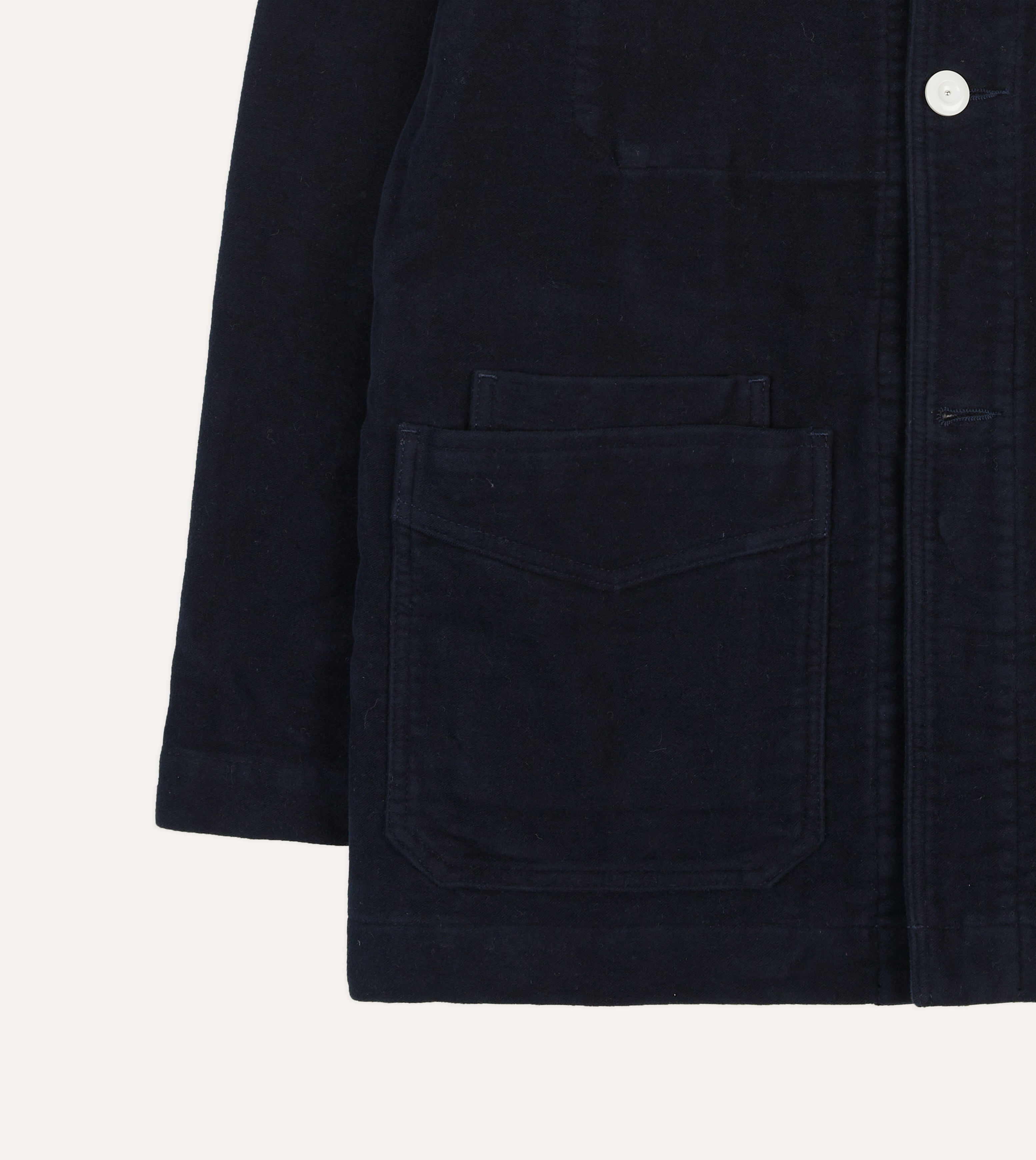 Drake's Navy Moleskin Five Pocket Chore Jacket by St. JOHN | Men's Workwear & Casual Outerwear | Perfect for Outdoor Activities, Work & Everyday Wear