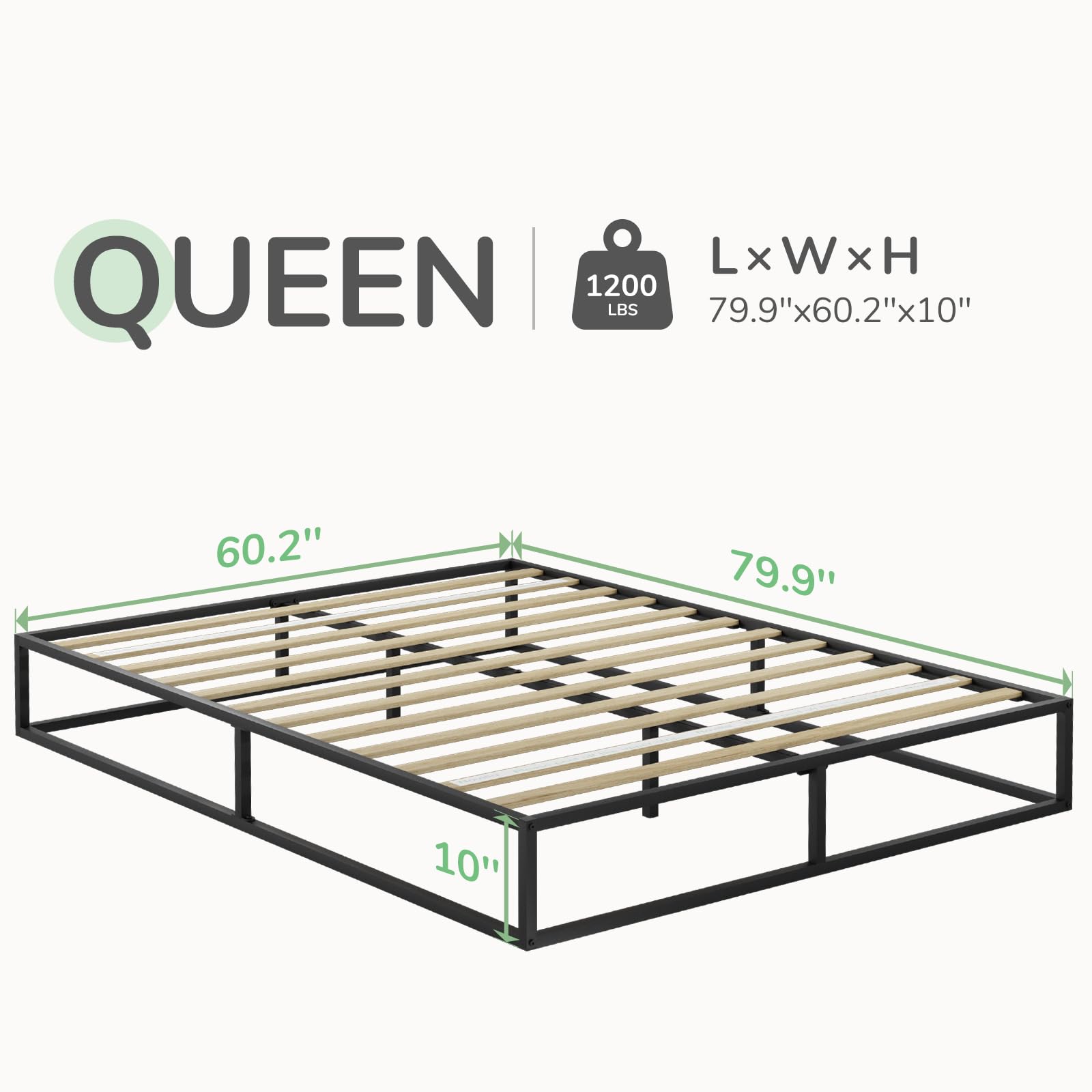 Novilla Queen Size Metal Platform Bed Frame with Wood Slats - Sturdy & Durable Steel Frame, No Box Spring Needed - Easy Assembly in Dark Black - Perfect for Modern Bedrooms & Guest Rooms