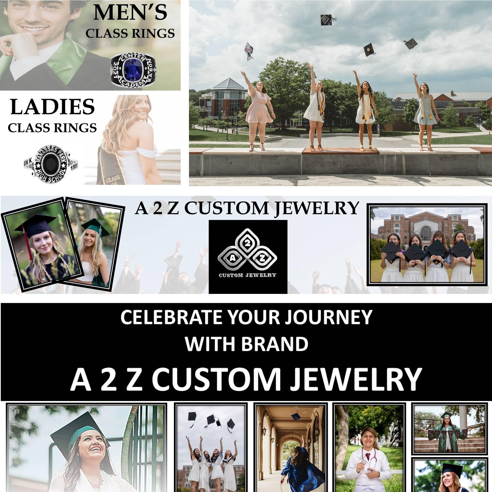 Customized Women's Fashion Class Ring - Sterling Silver Triangle Tokyo Design for High School & College Graduation | Perfect Gift for Graduation Ceremonies, Prom Nights & Special Occasions