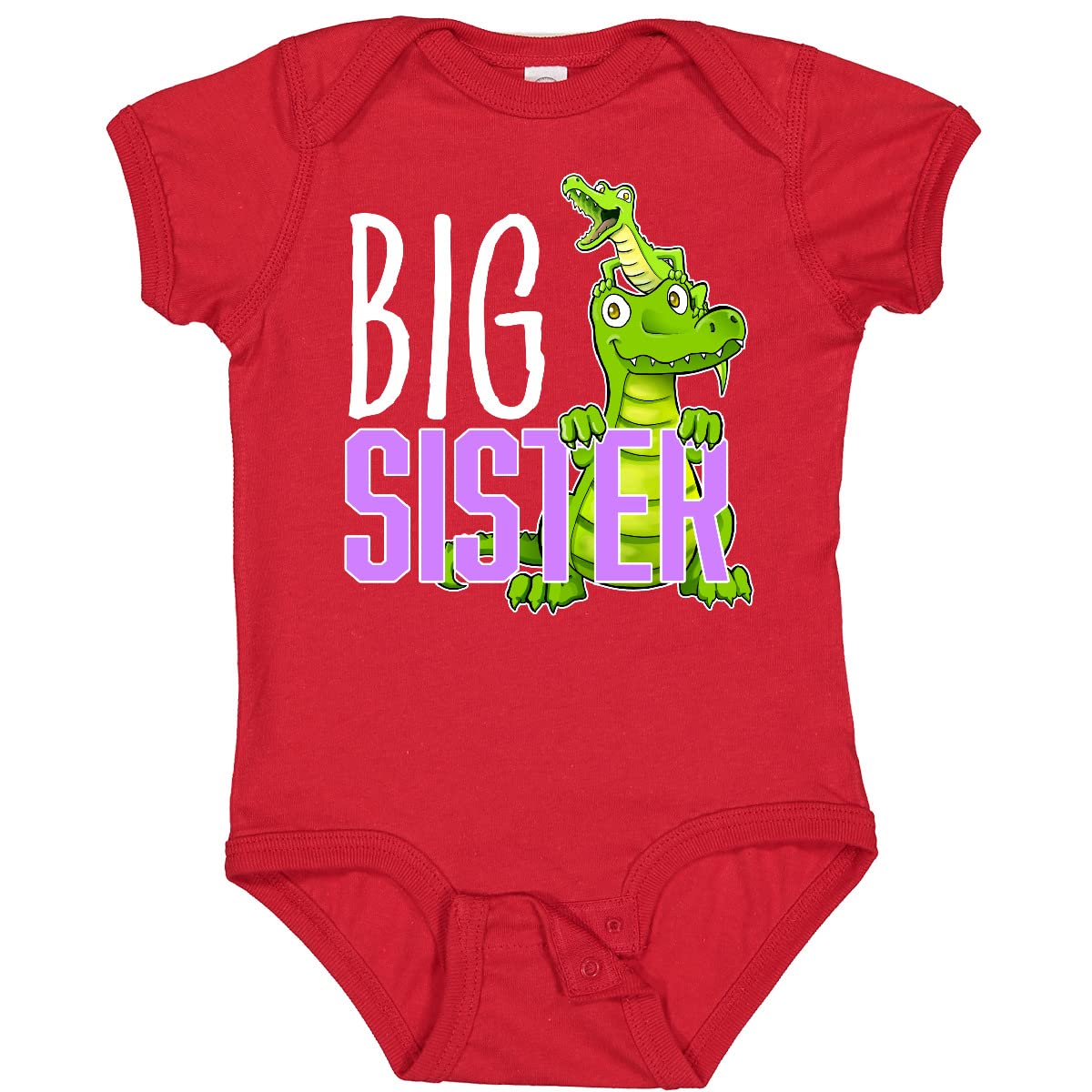 Inktastic Big Sister with Cute Alligators Baby Bodysuit - Soft Cotton Onesie for Newborn & Infant - Perfect Sibling Gift & Family Matching Outfit for Holidays & Photo Shoots