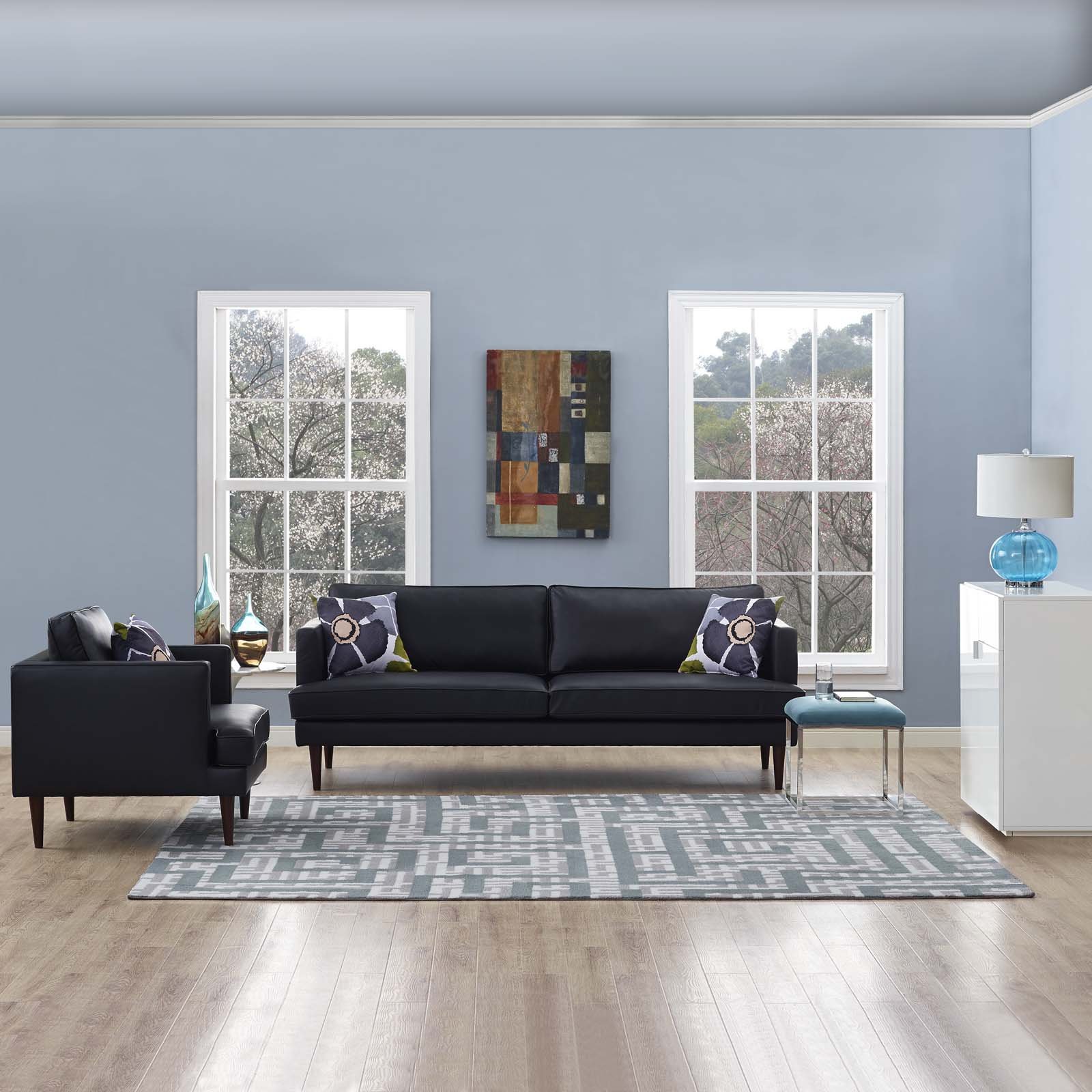 Modern Contemporary Urban Living Room Area Rug - Soft Fabric Carpet Runner in Multi-Gray Shades for Lounge, Bedroom & Hallway Decor
