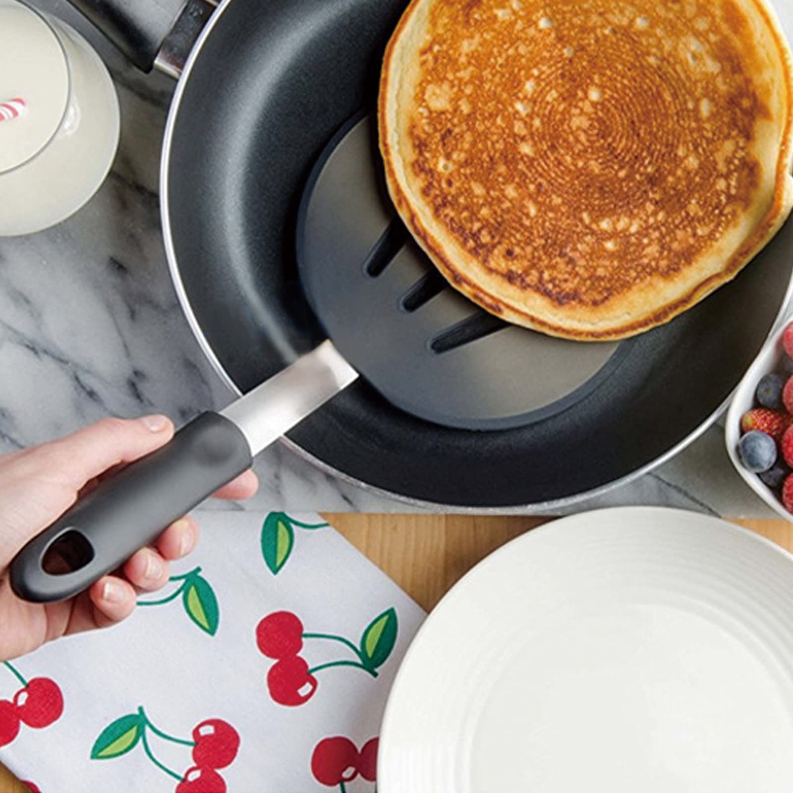 GEEKHOM 4-Piece Silicone Spatula Set - 600°F Heat Resistant, BPA-Free Kitchen Utensils for Nonstick Cookware, Flexible Turner for Pancakes, Eggs, Fish - Perfect for Flipping, Stirring & Serving (Black)