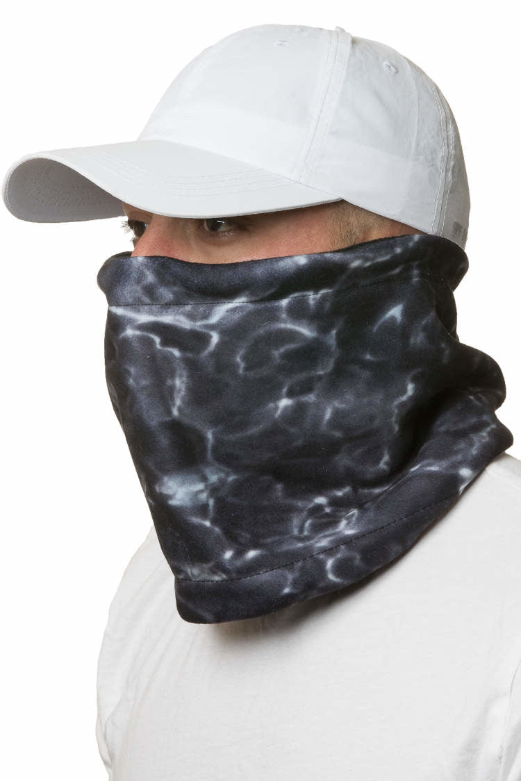 Reversible Camo Polar Fleece Neck Gaiter for Men - Aqua Camouflage Design | Winter Face Mask for Hunting, Skiing & Outdoor Activities
