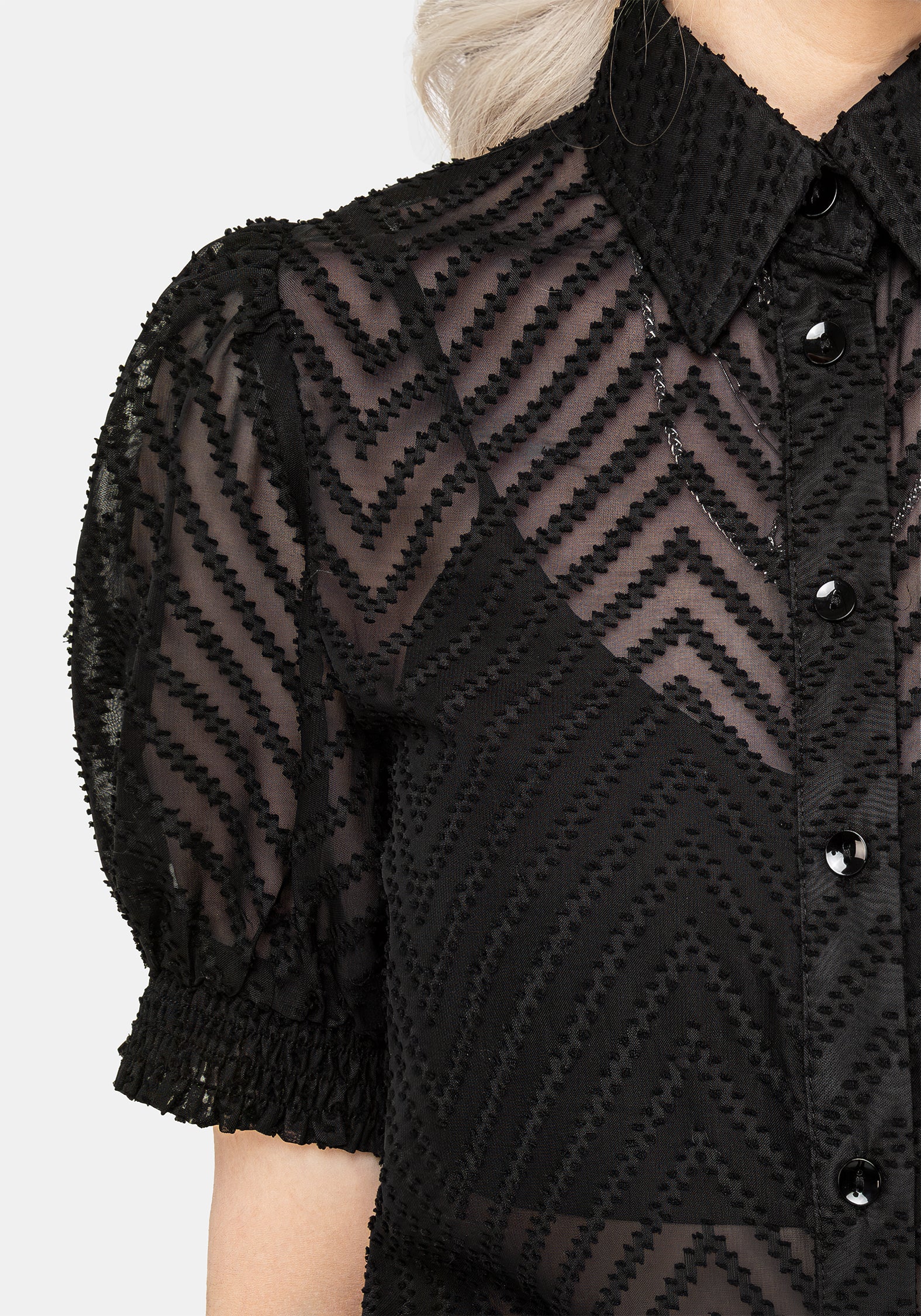 Chevron Button Up Blouse for Women - Stylish V-Neck Tunic Top with Long Sleeves - Perfect for Office Wear, Business Casual & Date Night Outfits