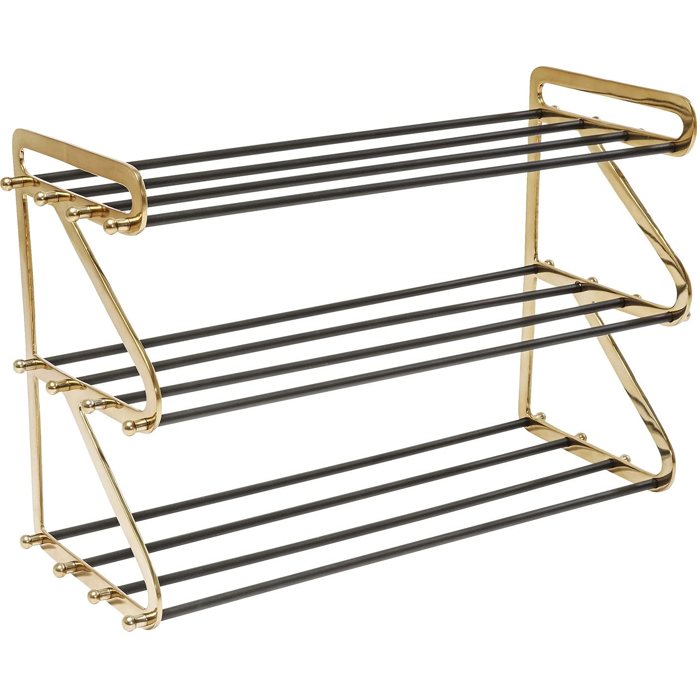 3-Tier Aluminum Shoe Rack Organizer - Black/Gold, Holds 12 Pairs of Shoes, Space-Saving Storage for Hallway & Entryway (55x84x34cm) - Perfect for Small Spaces & Apartment Living