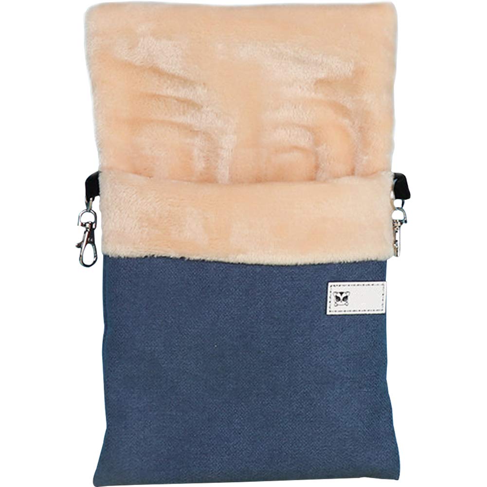 La La Pet Small Animal Hanging Bed with Heated Pocket - Warm Hammock for Hamsters, Rats, Sugar Gliders, Squirrels & Ferrets - Cozy Hideout Cave Nest - Cage Accessories (Blue, Small) - Perfect for Winter Warmth & Small Pet Comfort in Cages