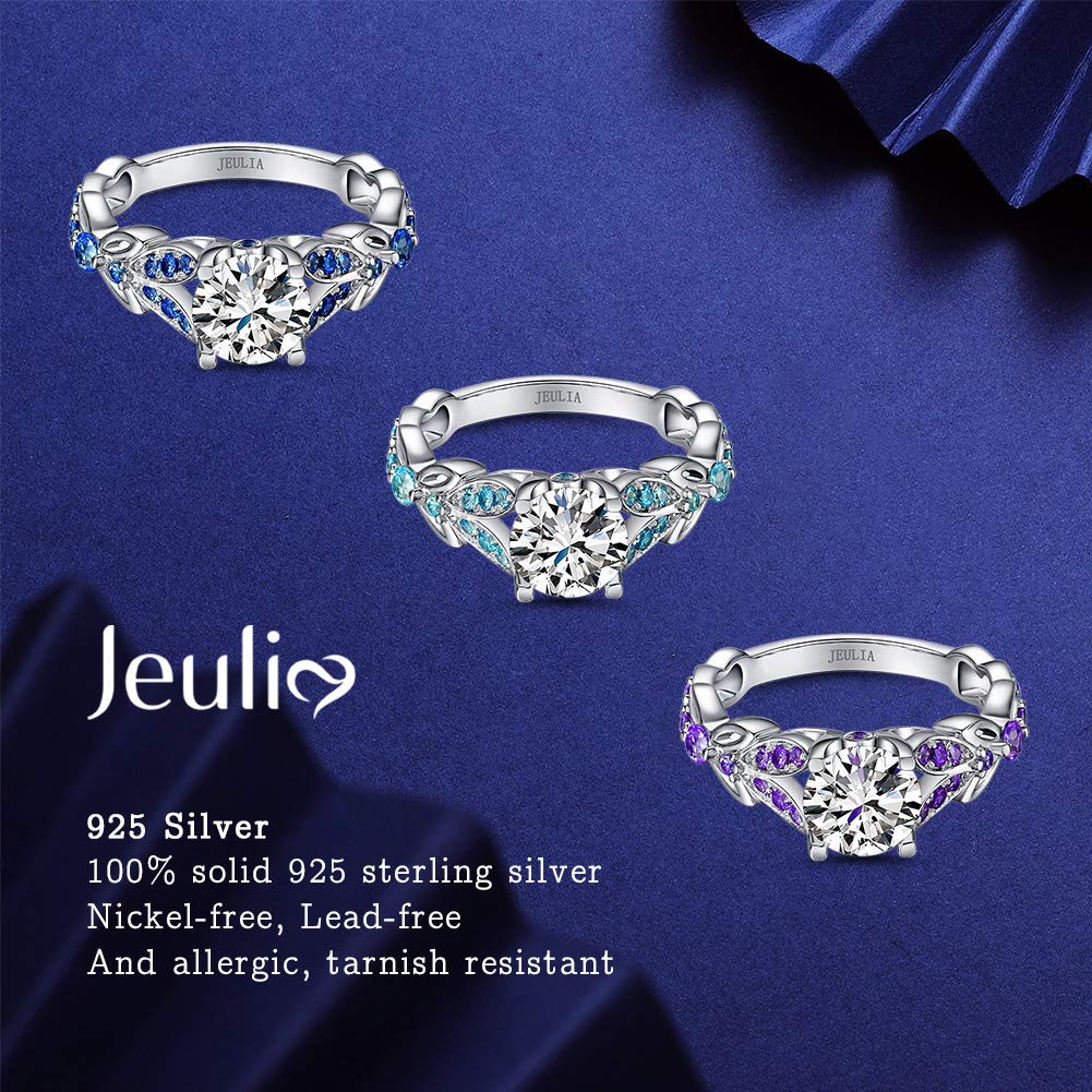 Jeulia 4.3 Carat Purple Amethyst Sterling Silver Butterfly Ring Set for Women - Personalized Bridal Wedding Engagement Eternity Promise Rings - Perfect for Valentine's Day, Anniversary & Special Occasion Gifts