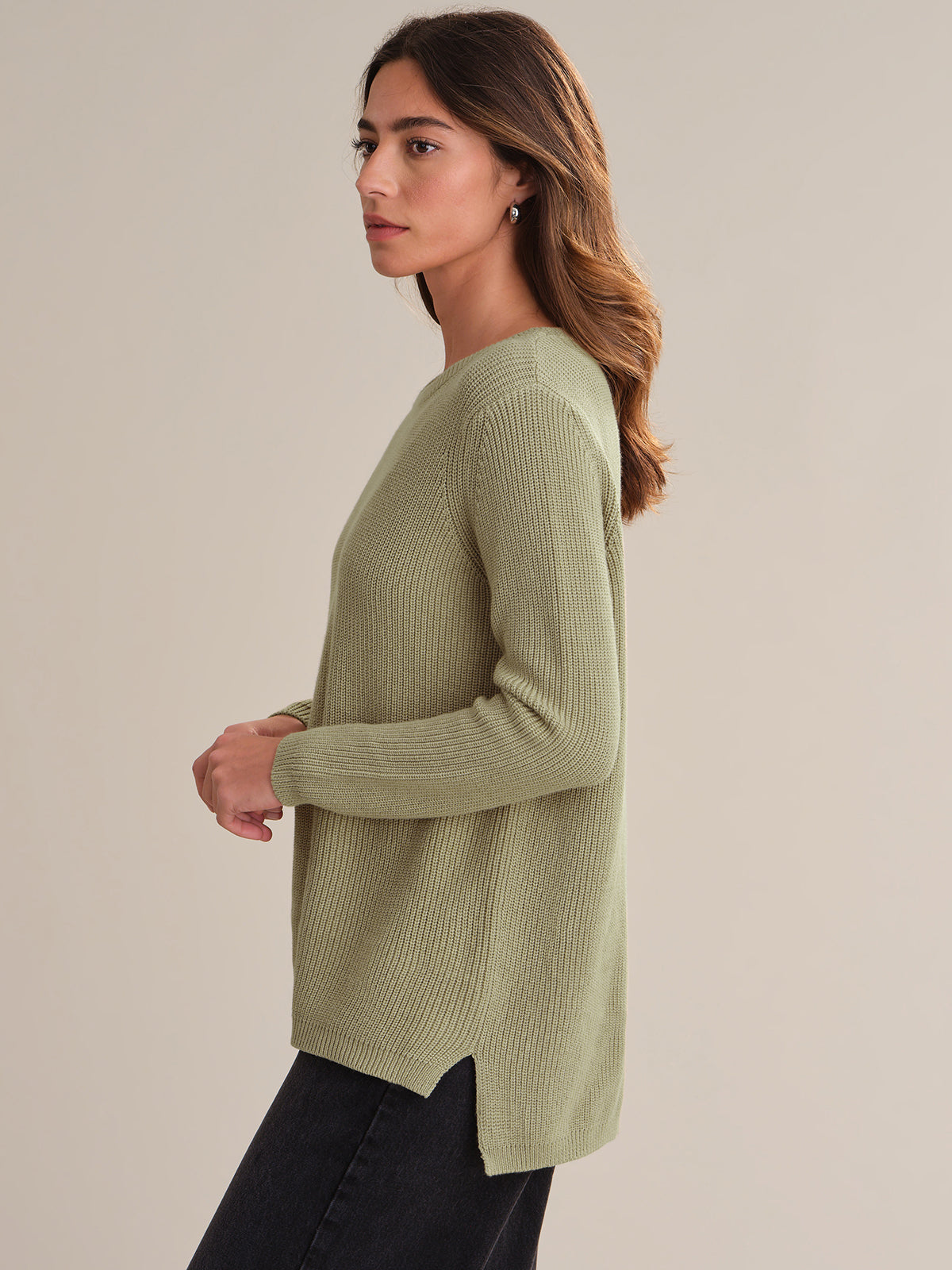 Emma Women's Crewneck Shaker Stitch Cotton Sweater | Soft Casual Knit Pullover | Perfect for Fall Layering & Cozy Winter Outfits
