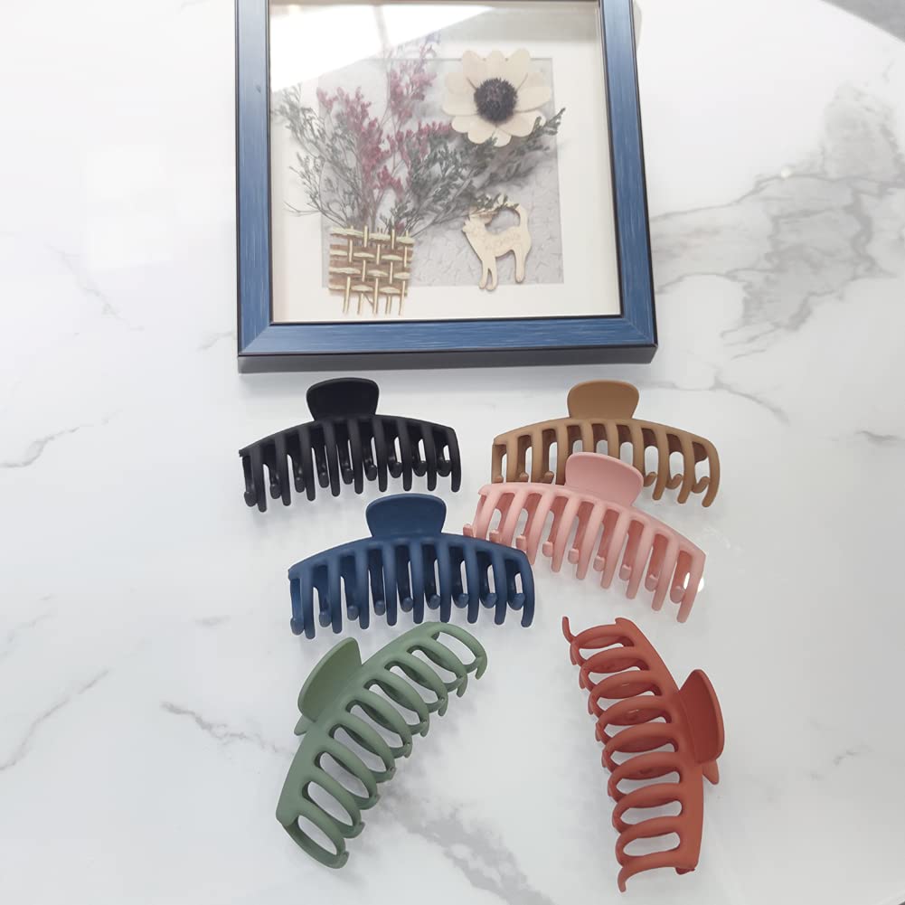 6 Pack Large Hair Claw Clips - 4 Inch Non-Slip Matte Strong Hold Banana Clips for Thick or Thin Hair | Fashion Hair Accessories for Women | Perfect for Ponytails, Buns & Everyday Styling
