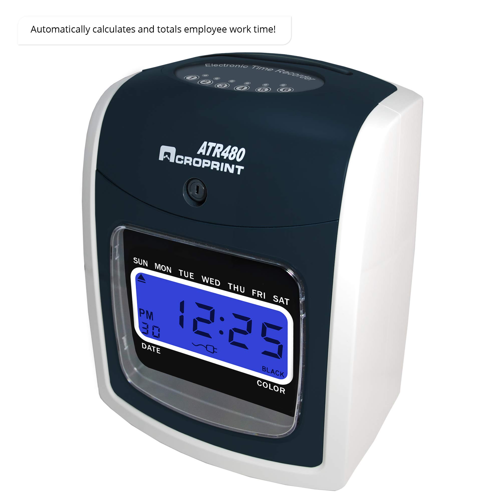 Acroprint ATR480 Totalizing Time Clock Machine - Automatic Employee Attendance Recorder for Small Business with Cards & Ribbon | Perfect for Office, Retail & Warehouse Time Tracking