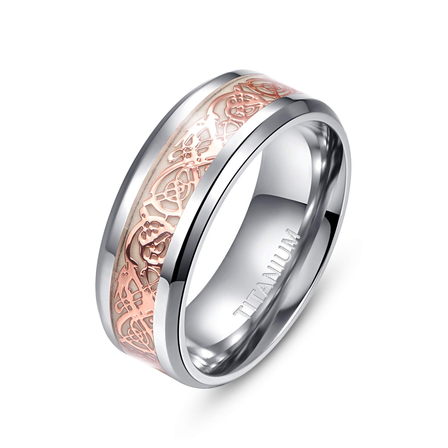 Empsoul Titanium Men's Wedding Band 8mm Rose Gold Celtic Dragon Ring for Engagement, Anniversary & Gifts – Perfect for Celtic Weddings, Couple Jewelry & Special Occasions