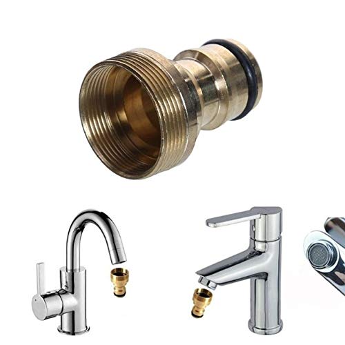 Universal Hose Tap Connector Mixer Adaptor - Garden Water Pipe Joiner Fitting, Kitchen Faucet Adapter for Outdoor Watering & Indoor Sink Use (Gold)