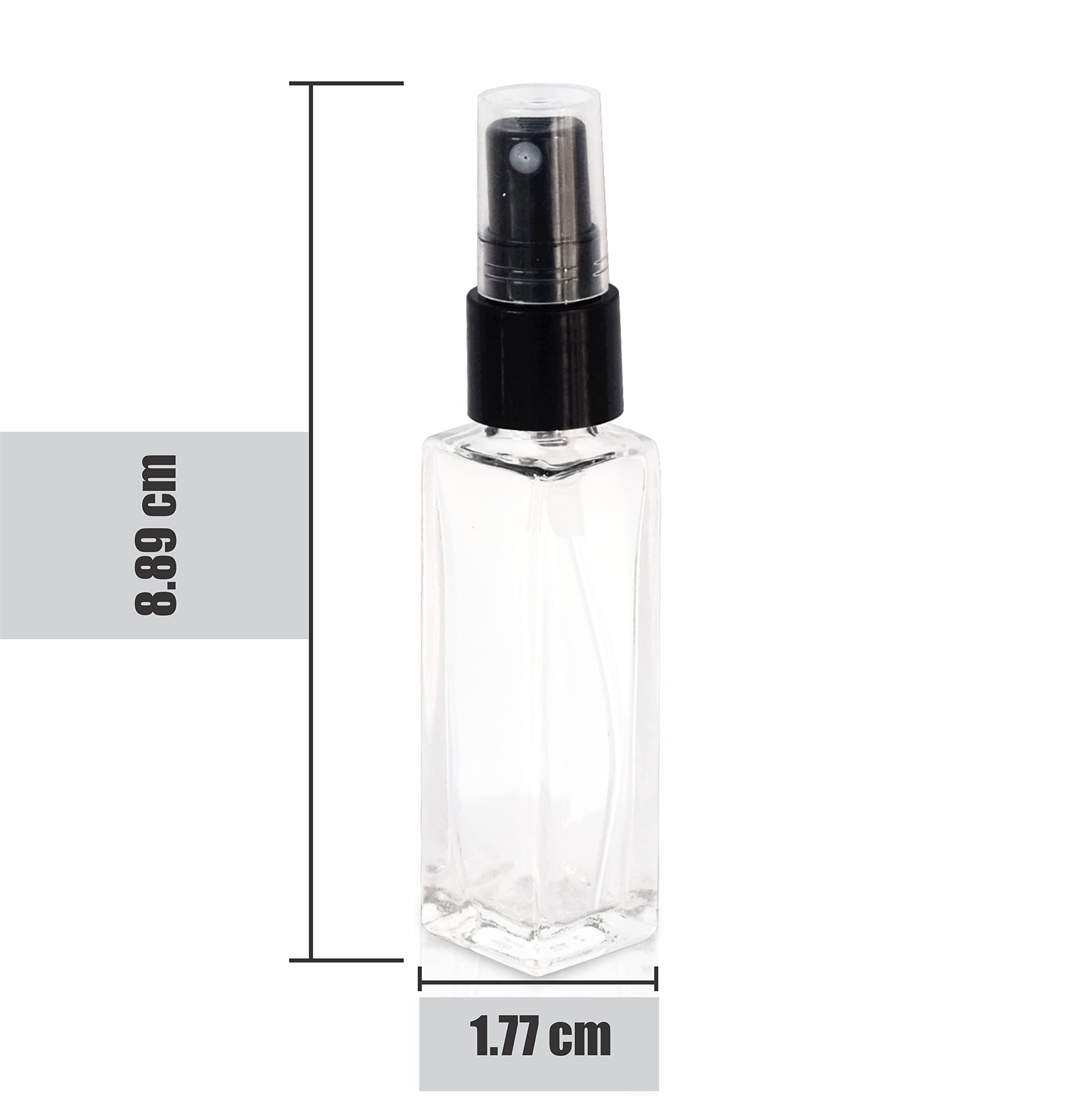 Pure Source India Refillable Perfume Bottles - 8ml Clear Glass Spray Bottles with Pump (Set of 4) for Essential Oils, Travel, DIY & Home Fragrance