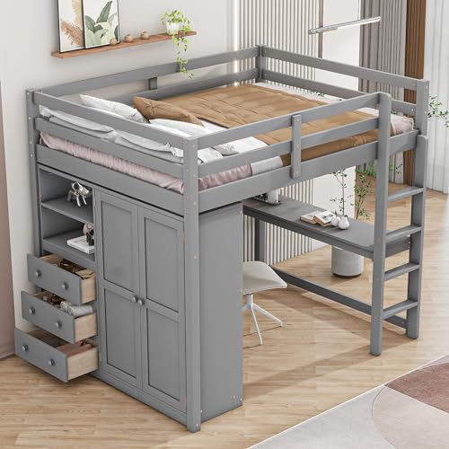 Gray With Desk & Wardrobe