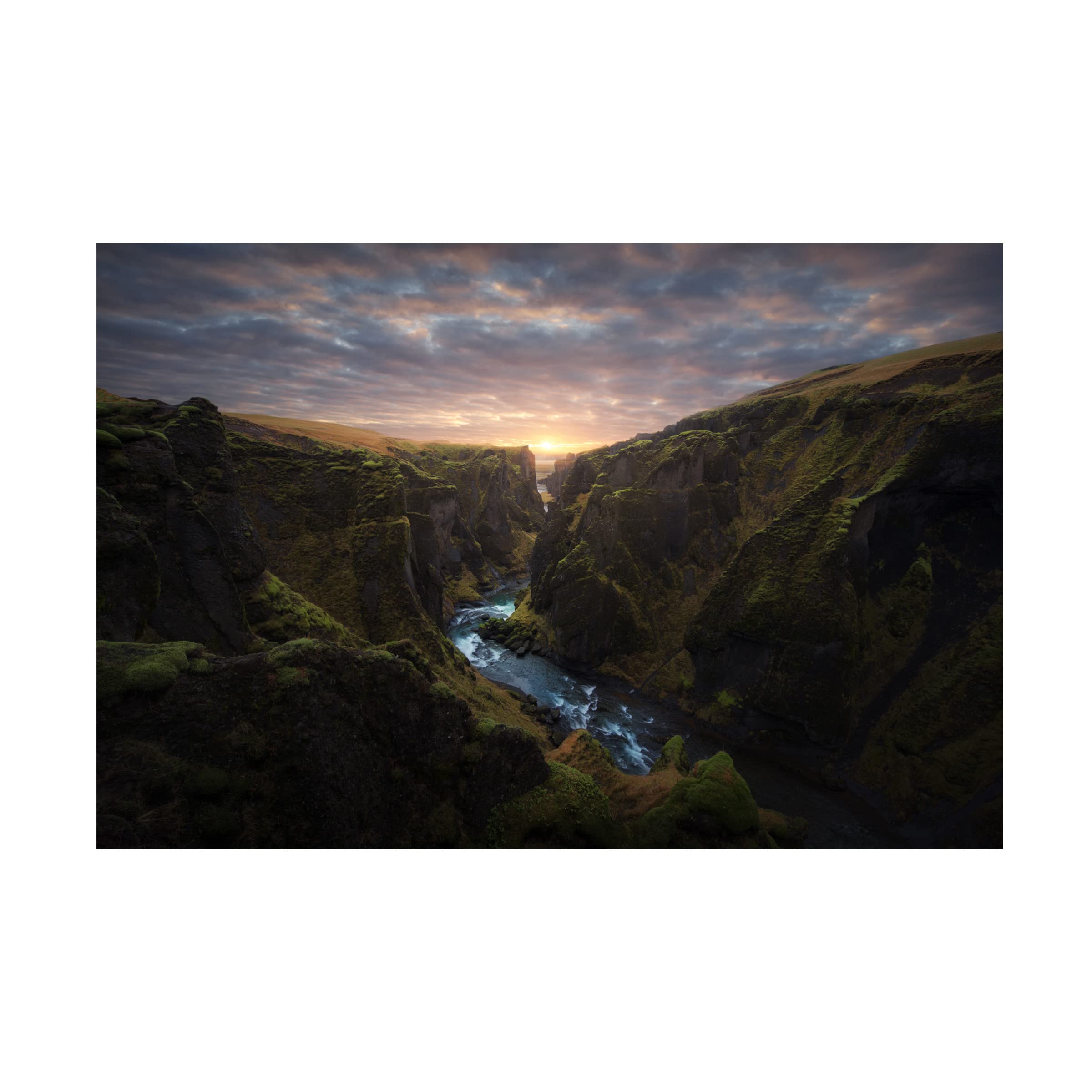 Clara Gamito 'Sunrise At The Canyon' Framed Canvas Wall Art - Desert Landscape Painting for Living Room, Bedroom & Office Decor