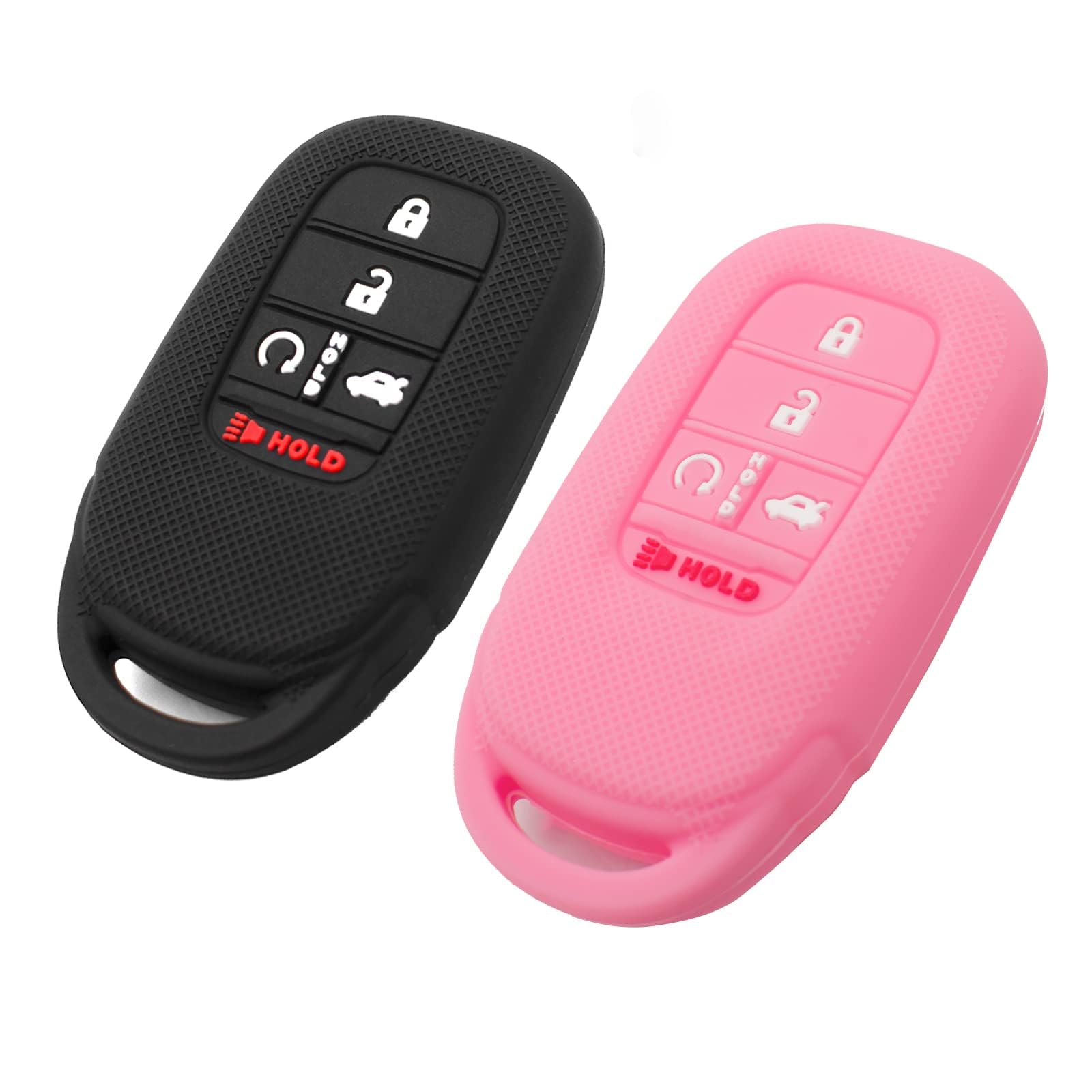 Premium Silicone Key Fob Cover for Honda Accord Civic CR-V HR-V Pilot (5 Buttons) - Durable Remote Key Protector Case in Black & Pink | Car Accessories for Protection & Style | Perfect for Daily Use, Commuting & Travel